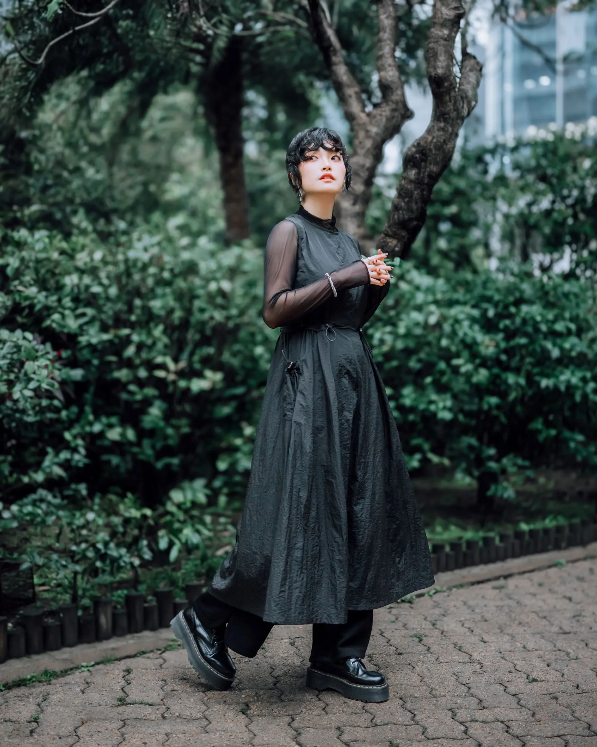 A.T. OUTDOOR Nylon Flare Kleid Kleidung_Atsuro-Tayama