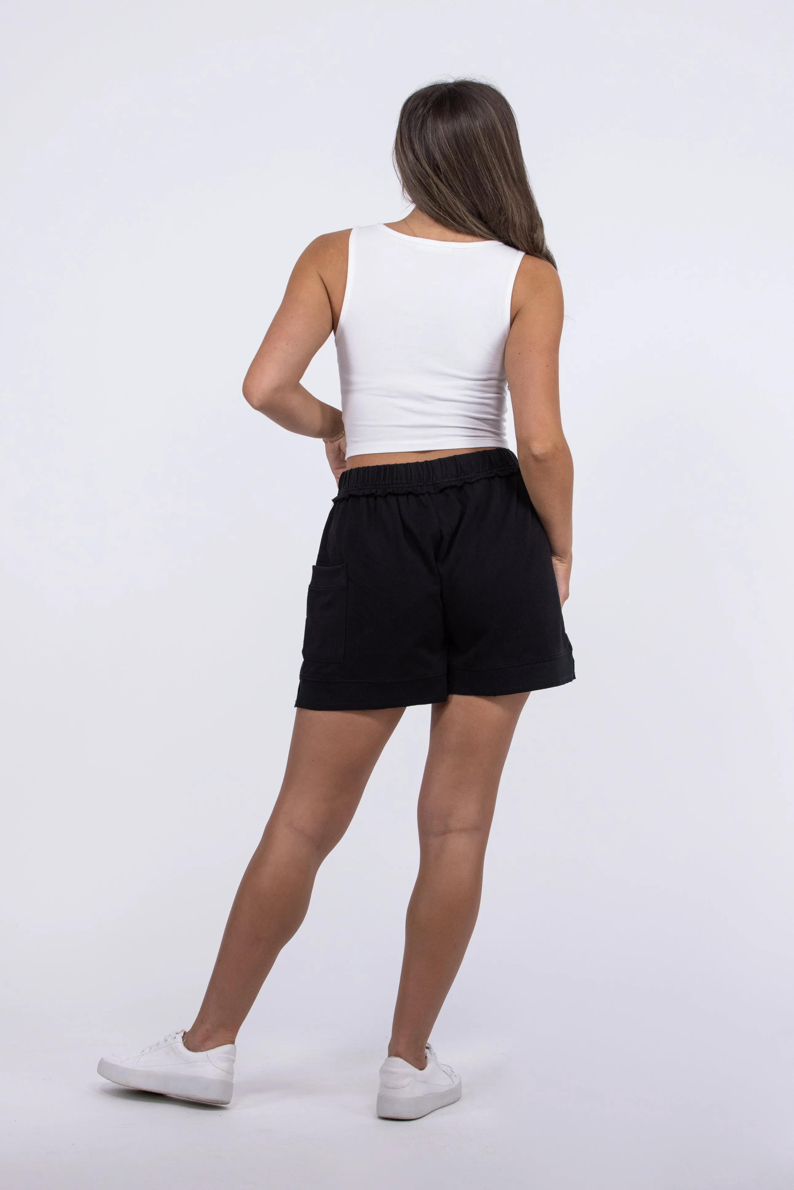 Bodega Blue Damen Rüschen-Terry-Shorts