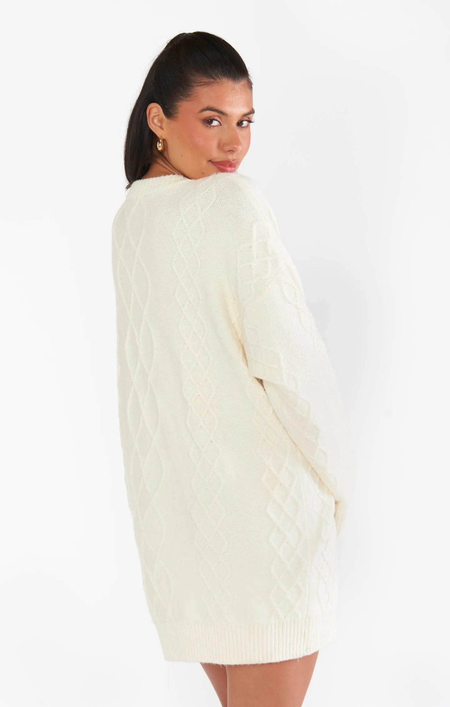 Canyon Tunika Pullover ~ Cremefarbener flauschiger Strick