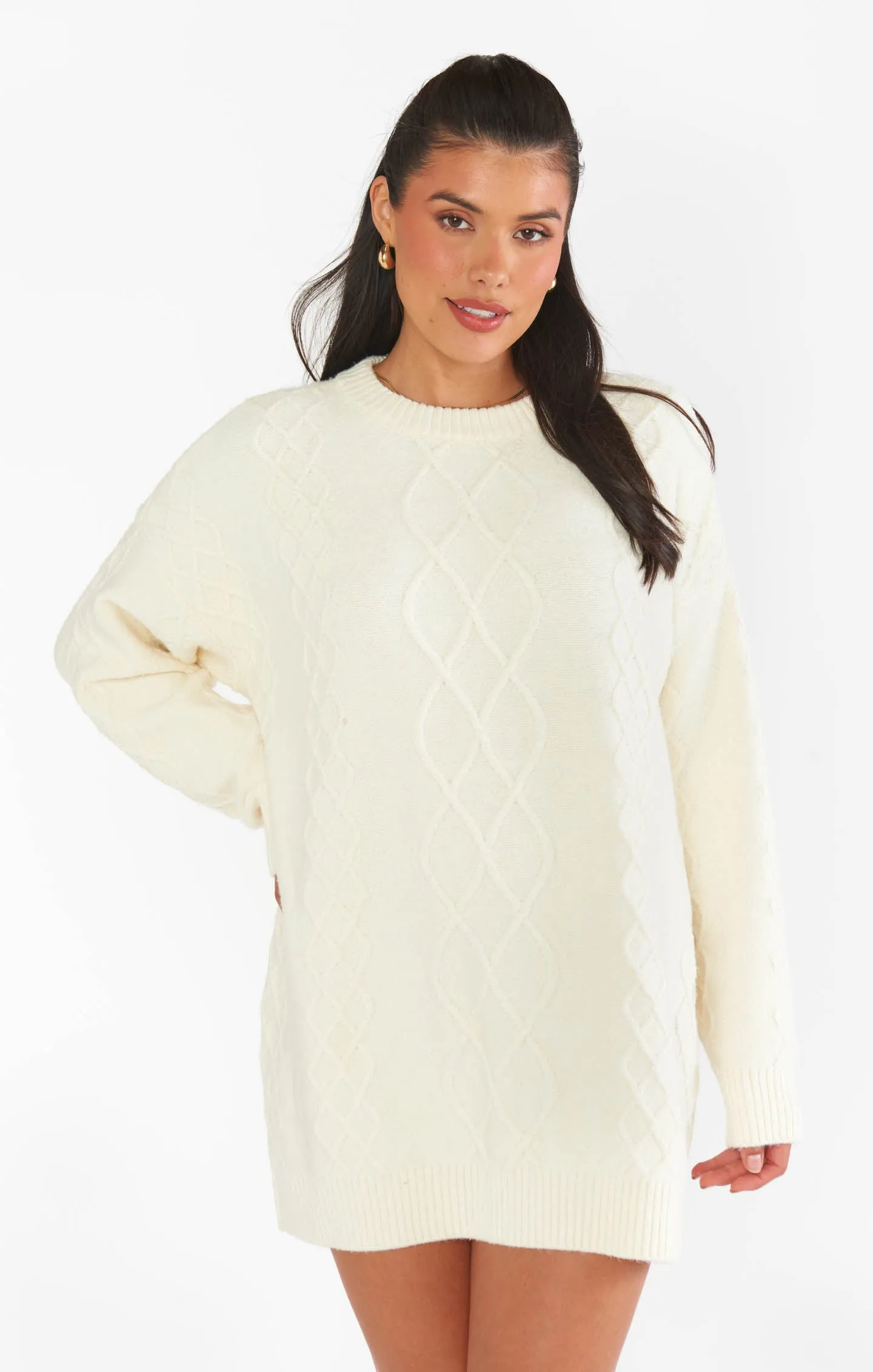 Canyon Tunika Pullover ~ Cremefarbener flauschiger Strick