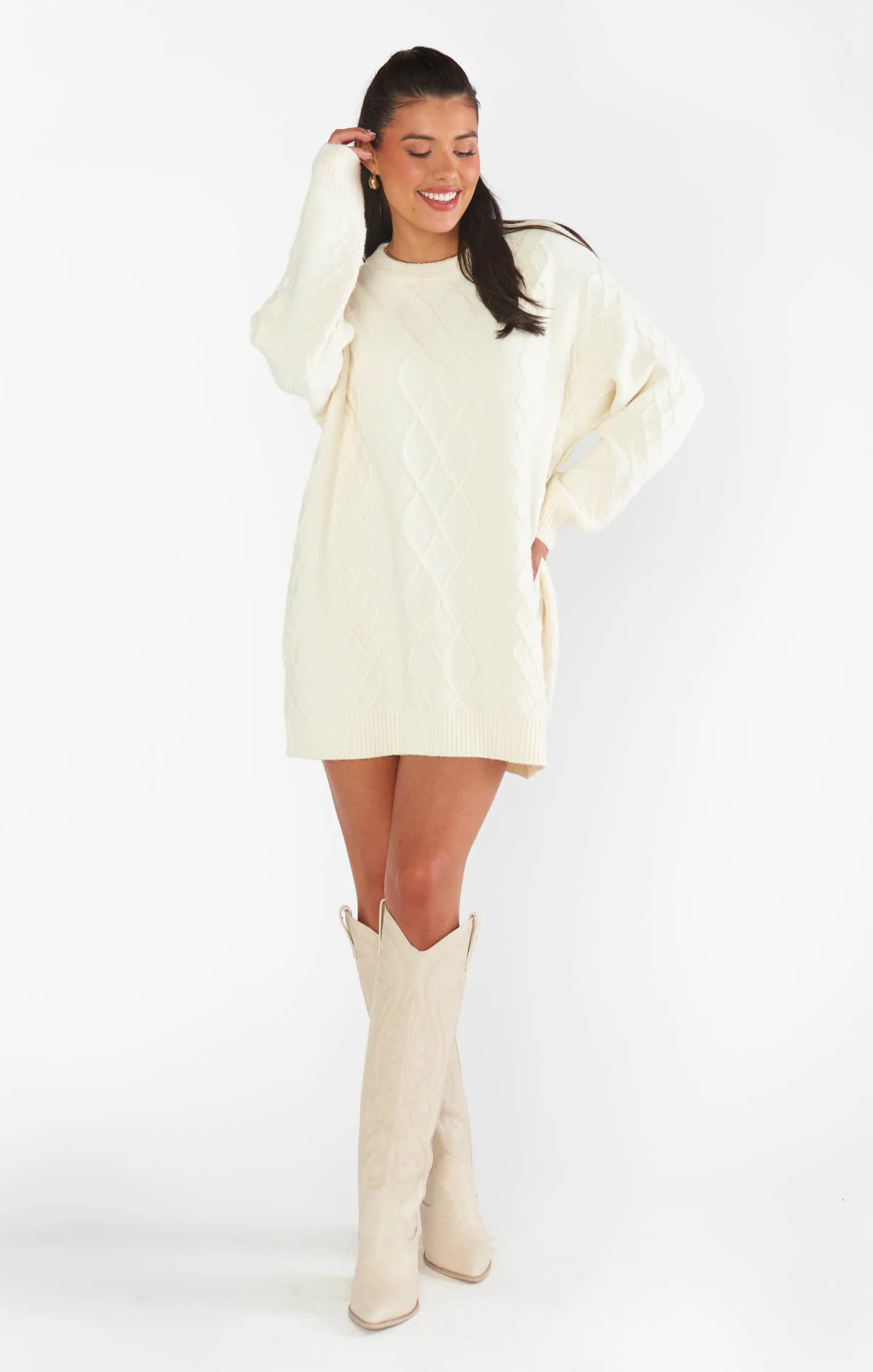 Canyon Tunika Pullover ~ Cremefarbener flauschiger Strick
