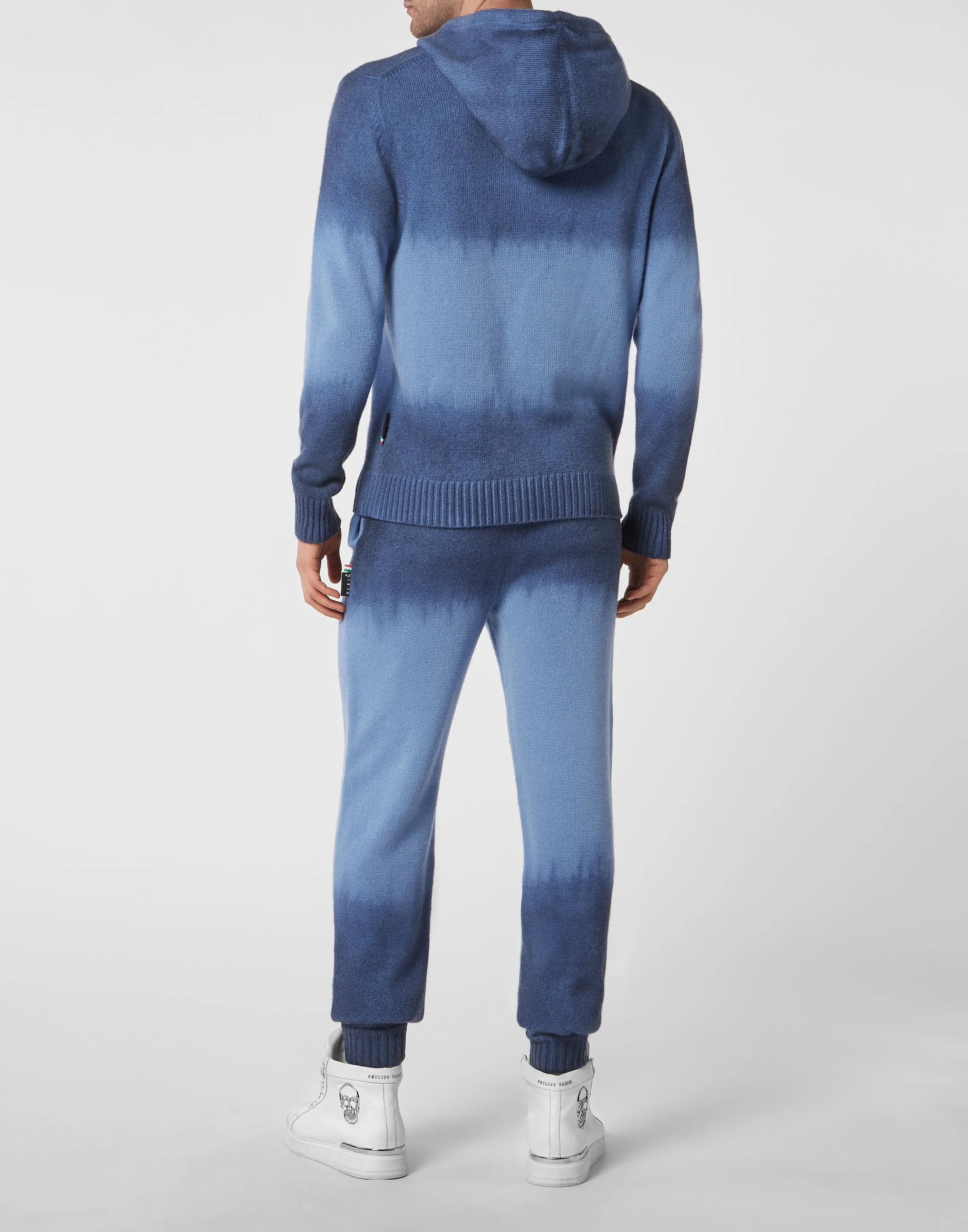 Cash Wool Jogging Strickanzug: Jacke/Hose mit Python-Einsatz und Totenkopf-Motiv
