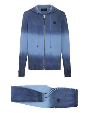 Cash Wool Jogging Strickanzug: Jacke/Hose mit Python-Einsatz und Totenkopf-Motiv