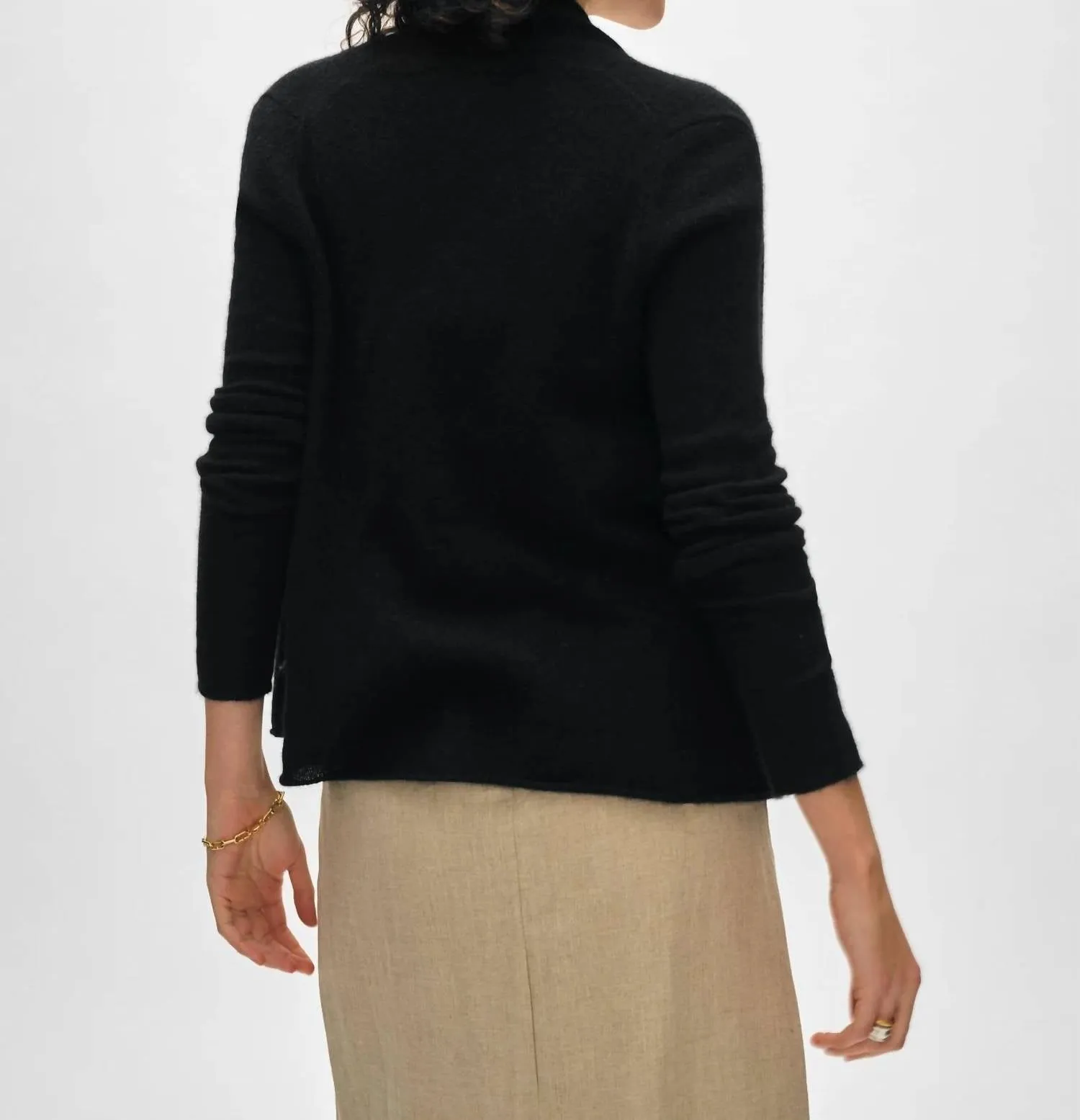Kaschmir Mini Trapeze Cardigan in Schwarz