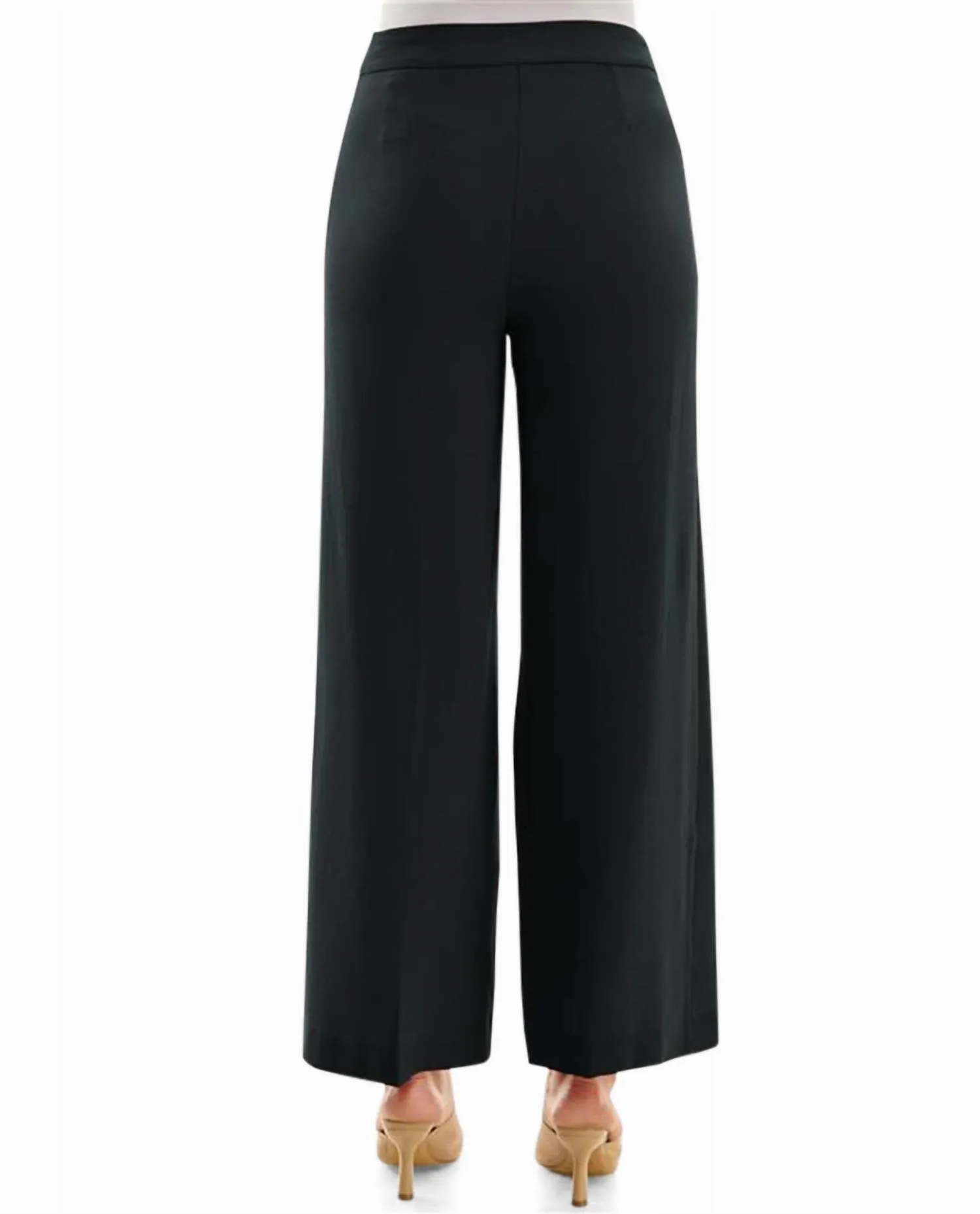 Claire Stretch Crepe Weitbeinige Hose in Tiefschwarz