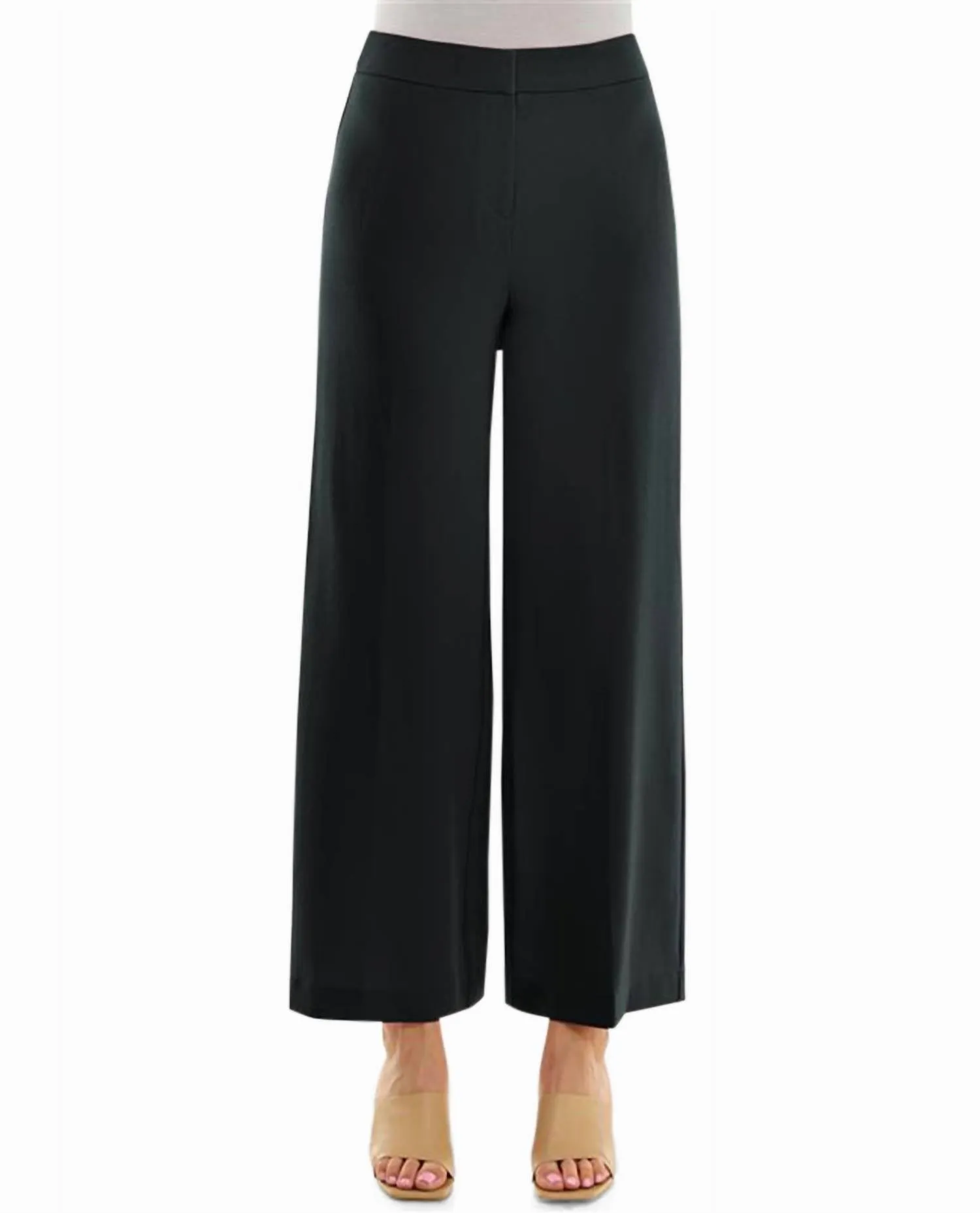 Claire Stretch Crepe Weitbeinige Hose in Tiefschwarz
