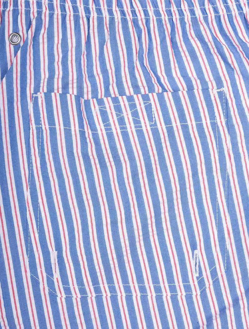 Klassisch geschnittene Seersucker-Badeshorts in Lapisblau