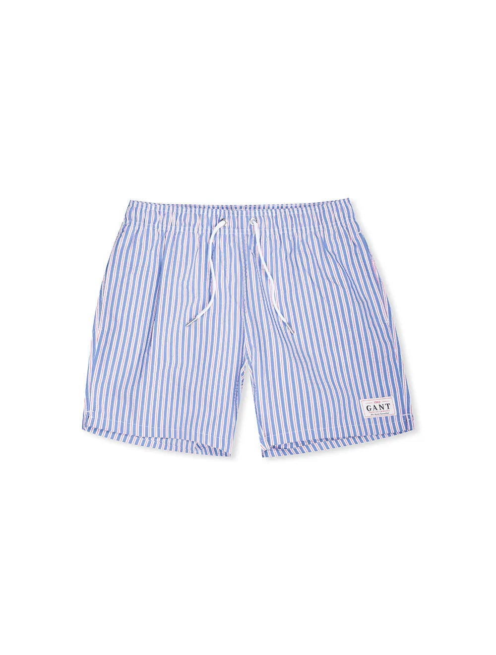 Klassisch geschnittene Seersucker-Badeshorts in Lapisblau