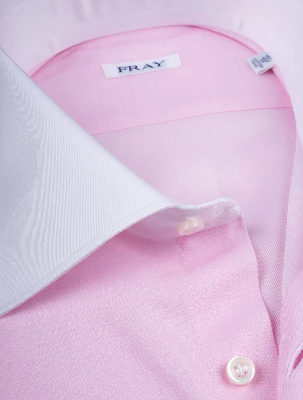 Kontrast Manschetten und Kragen Hemd Rosa