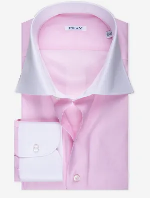 Kontrast Manschetten und Kragen Hemd Rosa