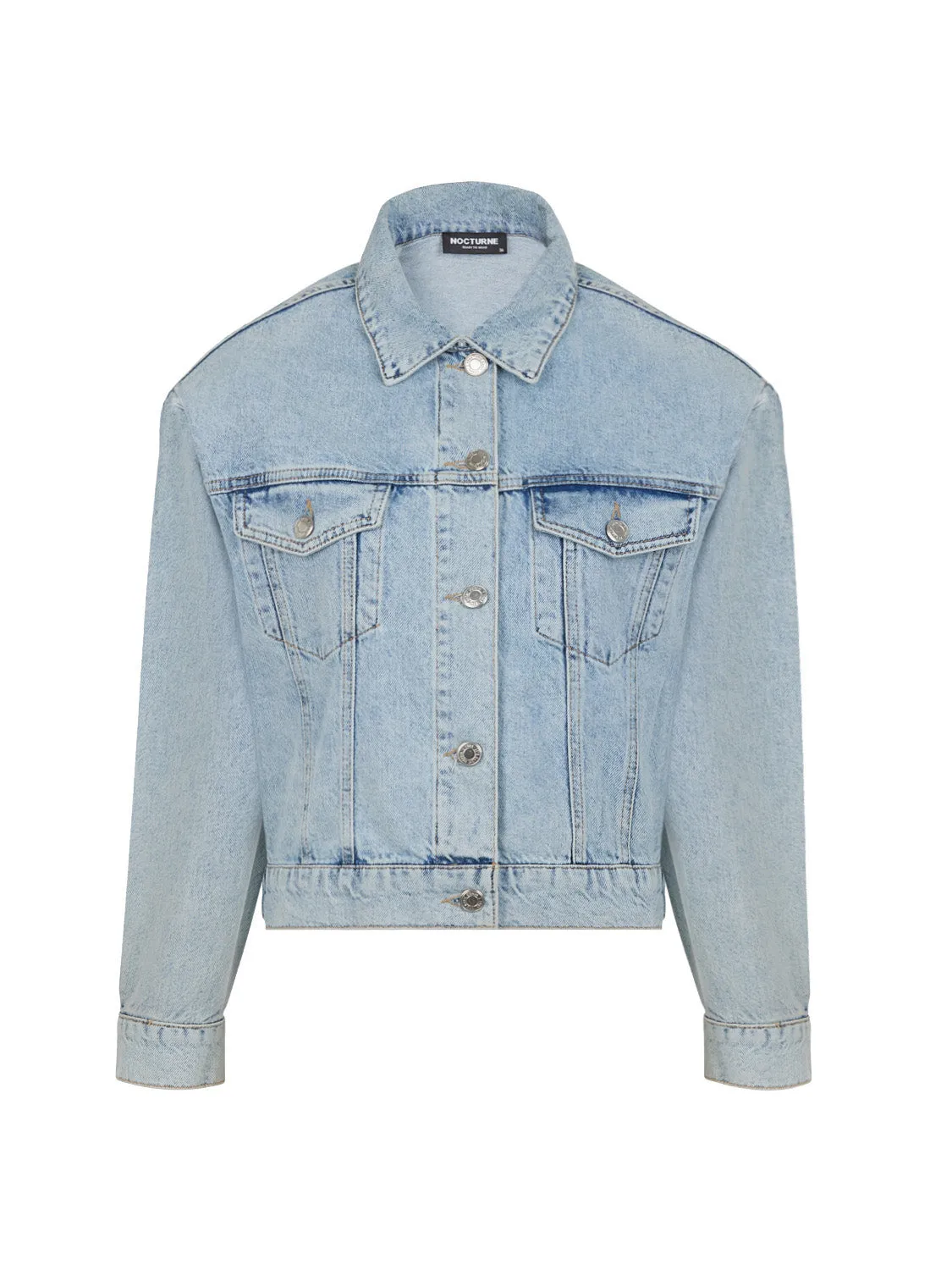 Gekürzte Denimjacke mit Schulterpolstern