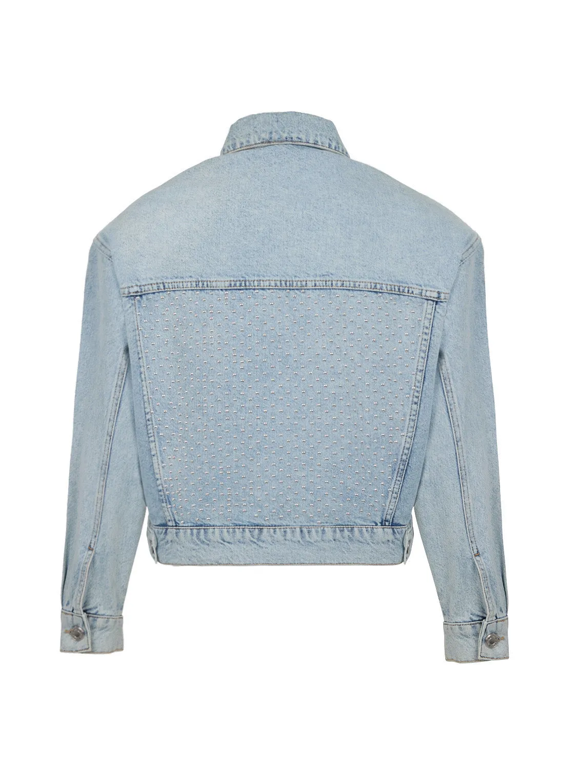 Gekürzte Denimjacke mit Schulterpolstern
