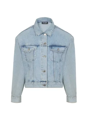 Gekürzte Denimjacke mit Schulterpolstern
