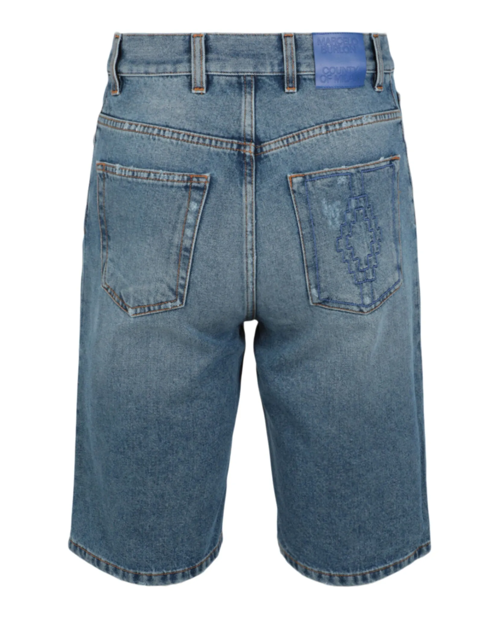 Cross Stonewash Denim Shorts