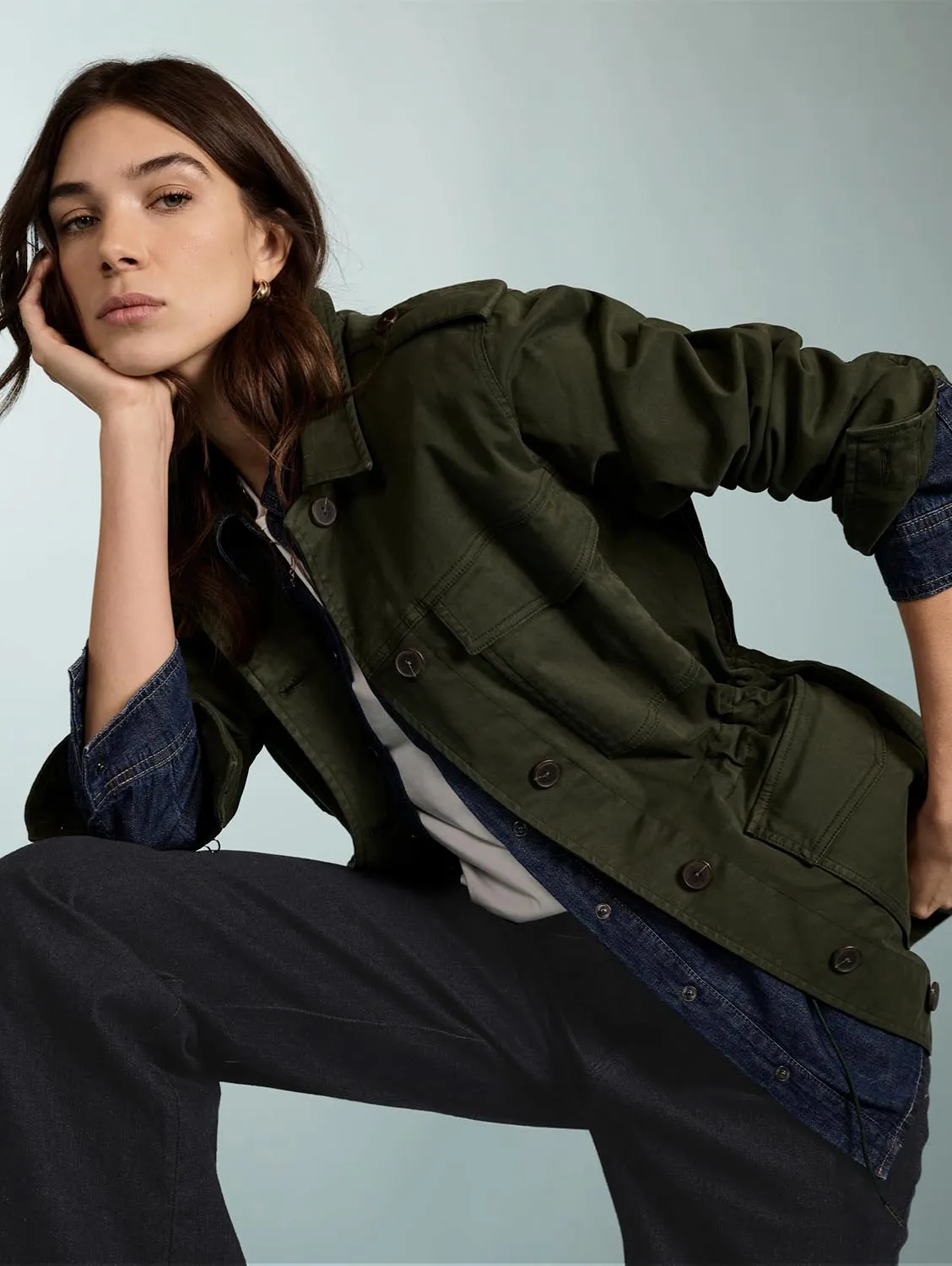Drake Organic Cotton Utility Jacket | Dunkles Khaki