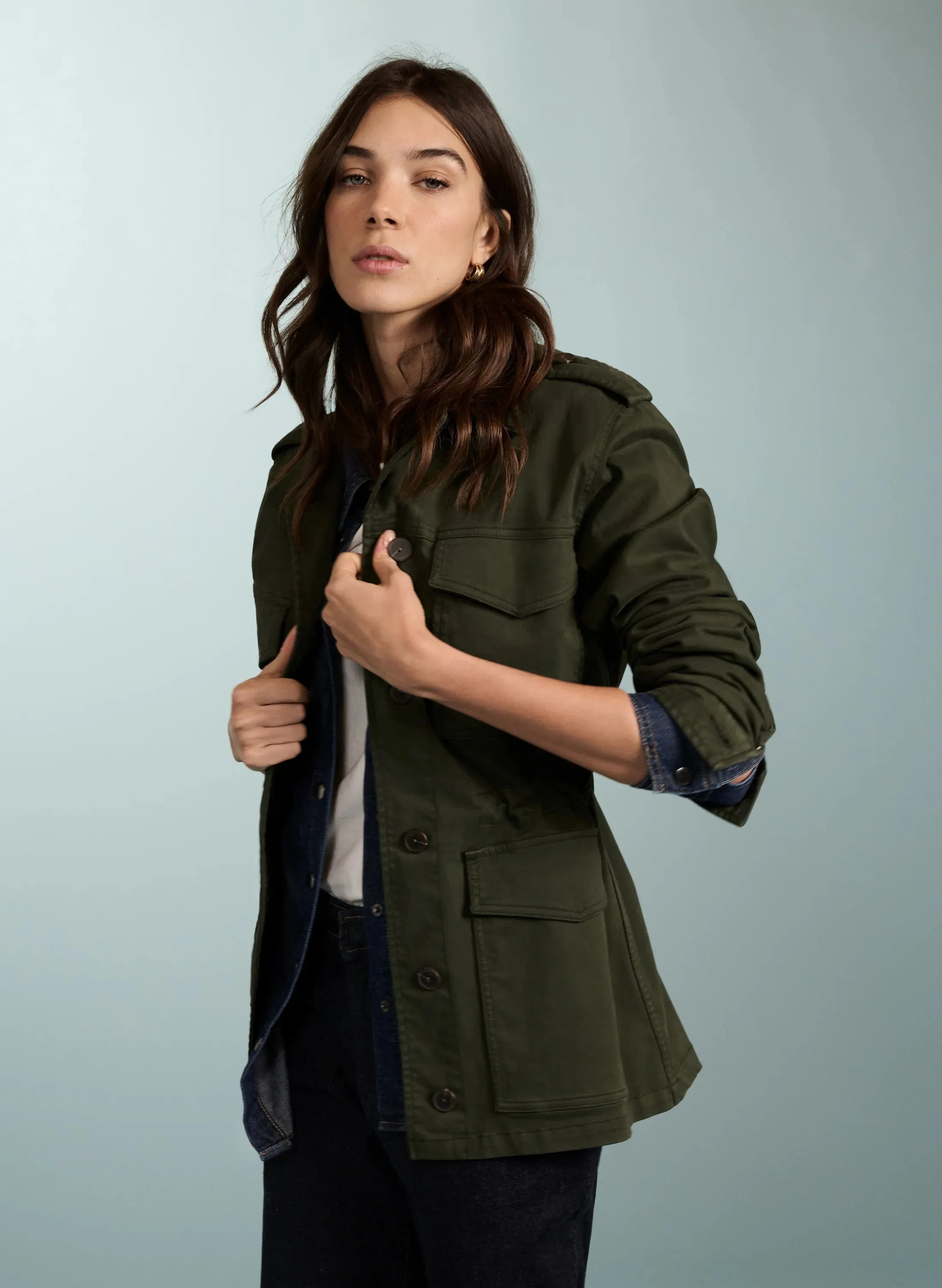 Drake Organic Cotton Utility Jacket | Dunkles Khaki