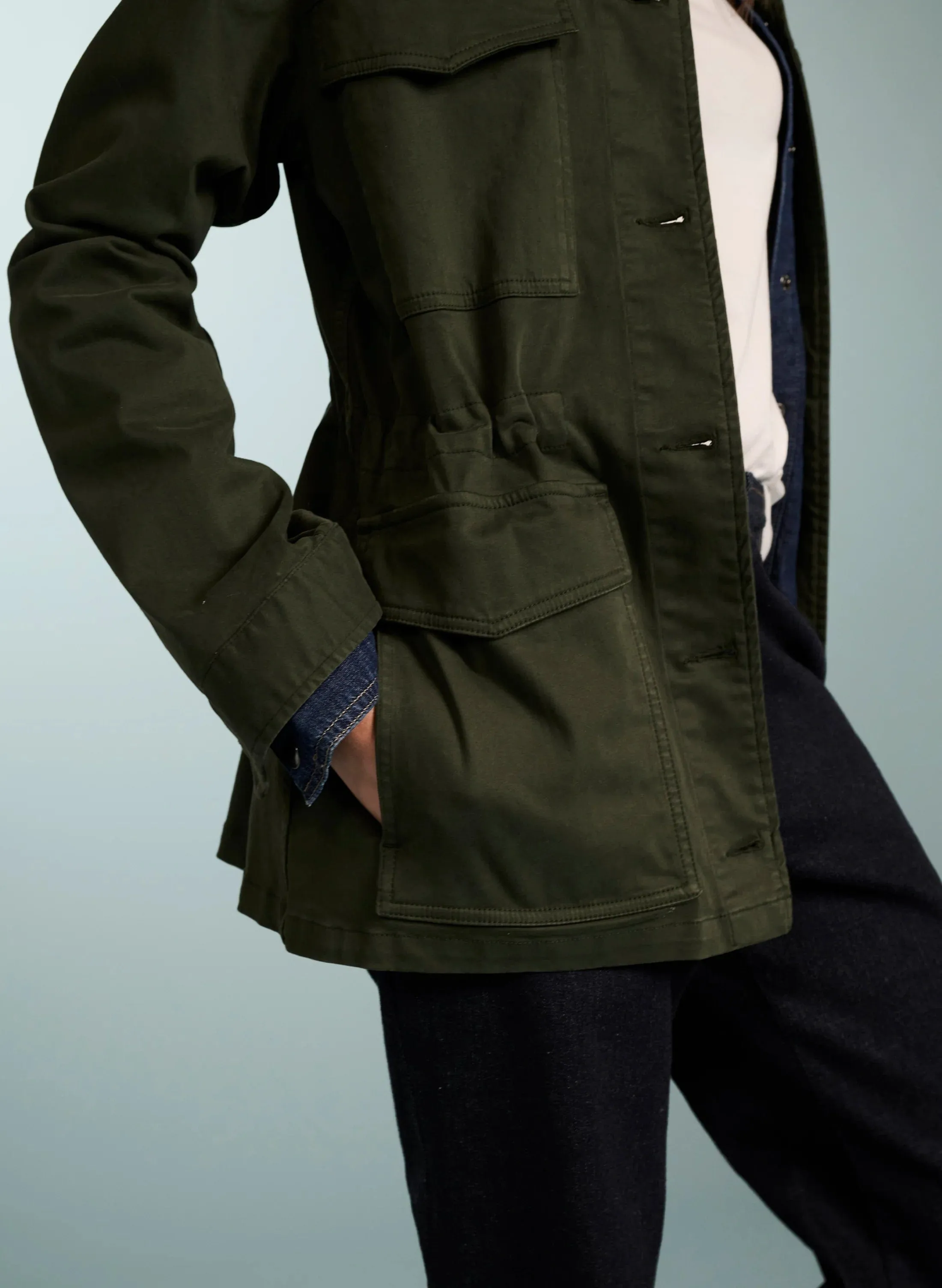 Drake Organic Cotton Utility Jacket | Dunkles Khaki