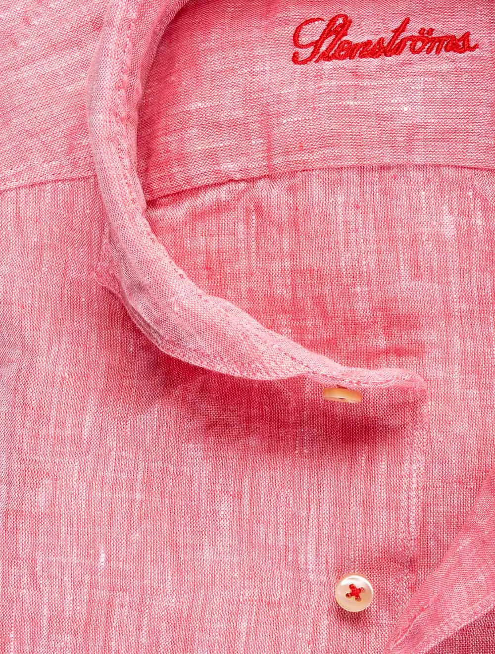 Pinkes Leinenhemd mit figurbetonter Passform