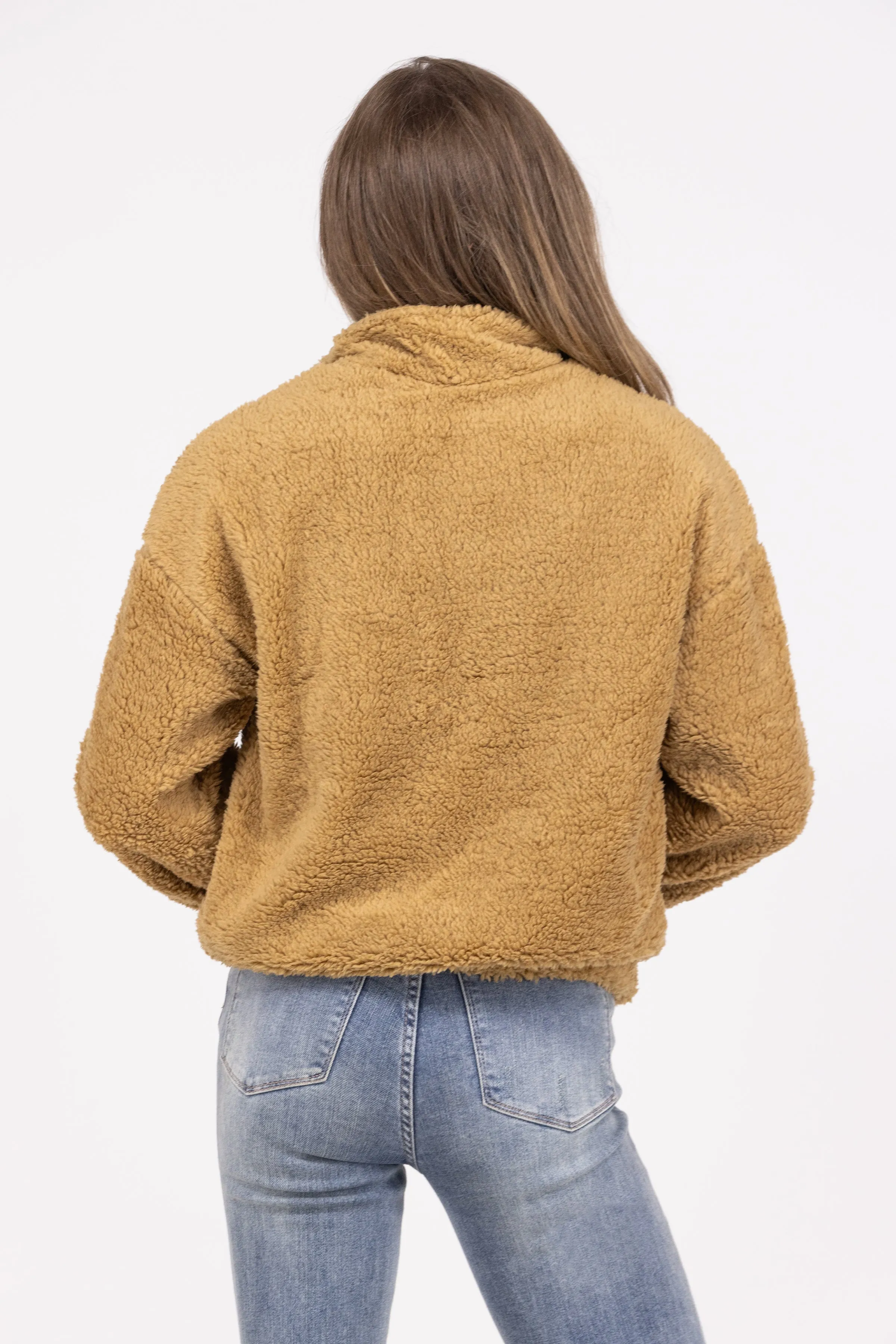 Gemütliche Fuzzy Damen-Weste mit 1/4-Reißverschluss