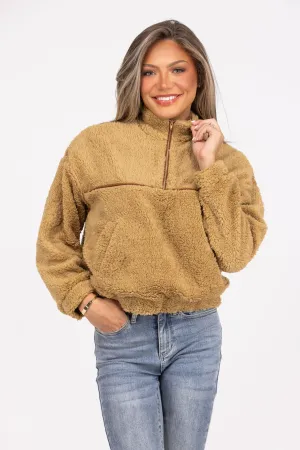 Gemütliche Fuzzy Damen-Weste mit 1/4-Reißverschluss