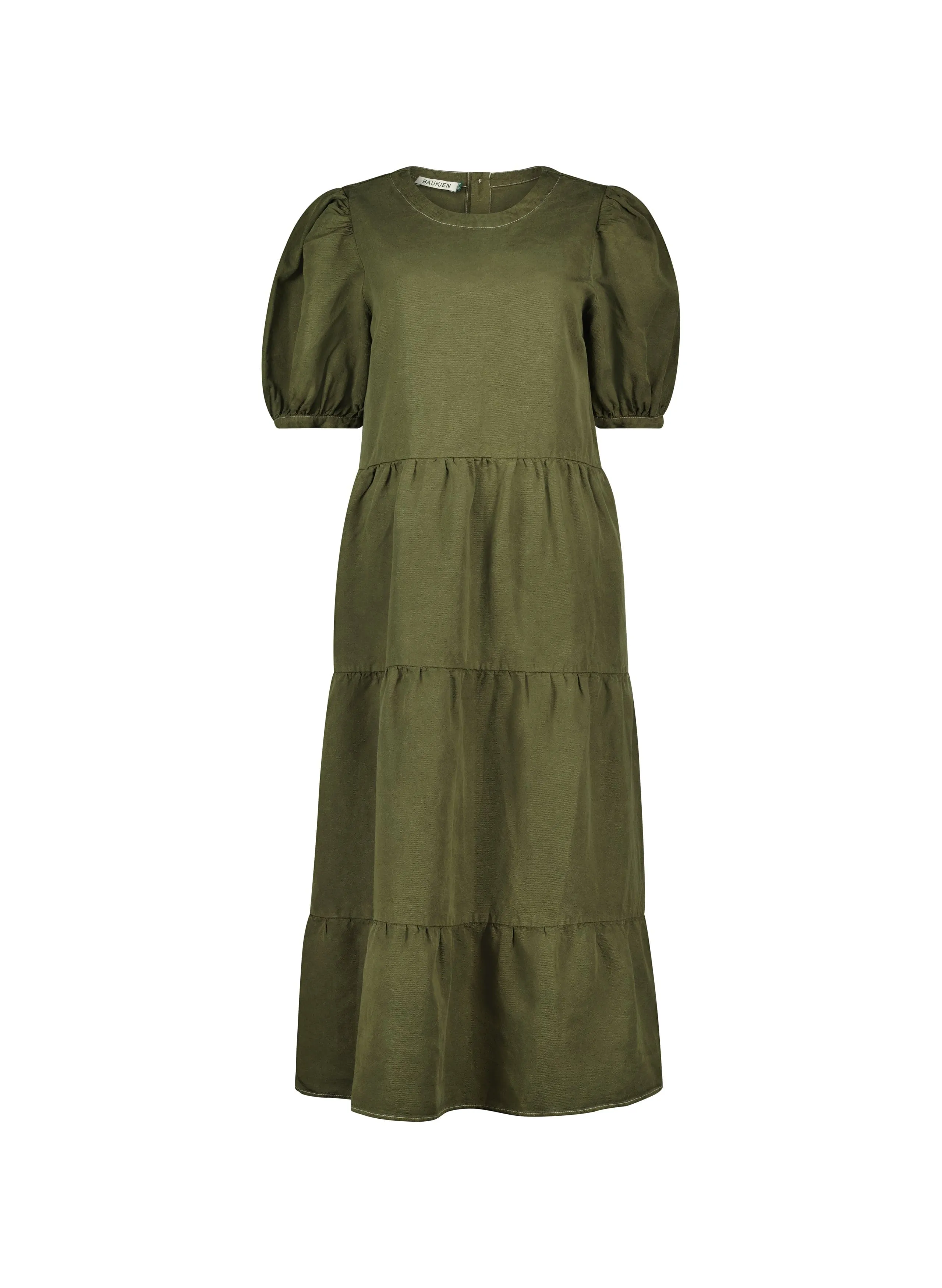 Georgiana TENCEL™ Etagen-Midi-Kleid | Dunkeloliv