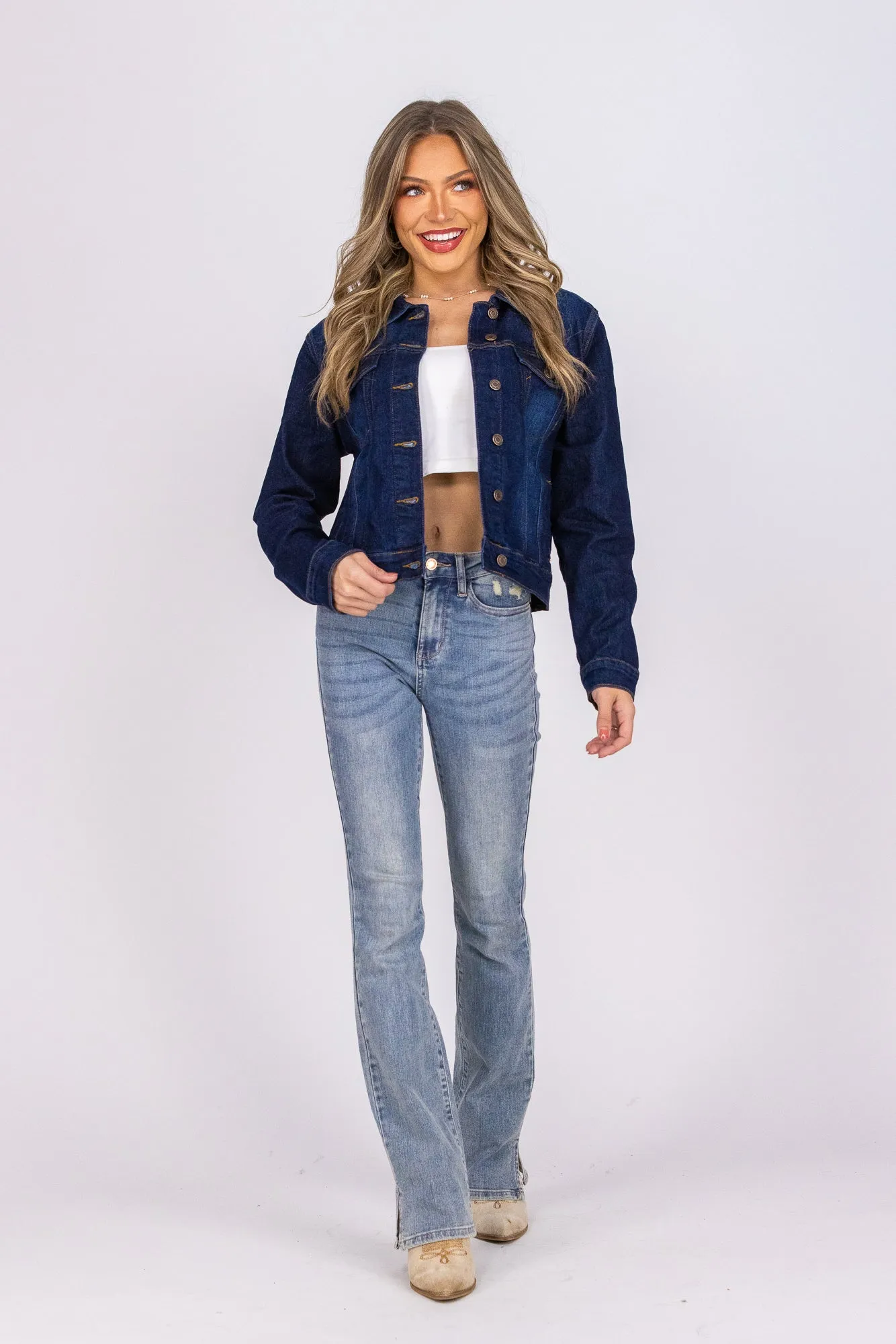 Greatest Hits Damen Denim Jacket mit Knopfleiste vorne