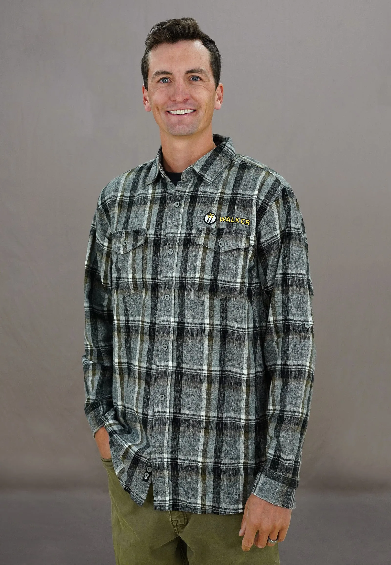 Grau Oliv Flanell