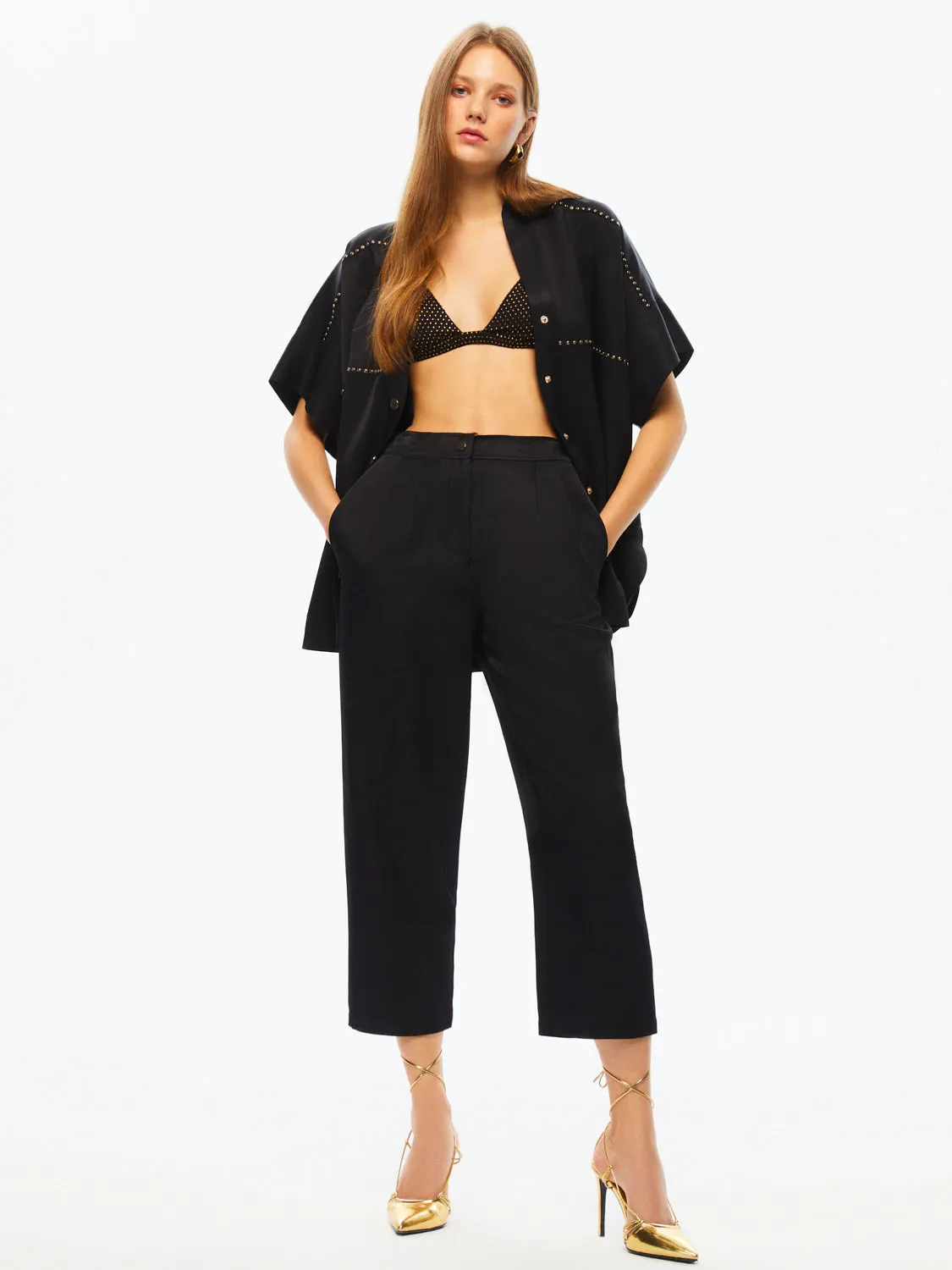 Hochtaillierte Karottenhose