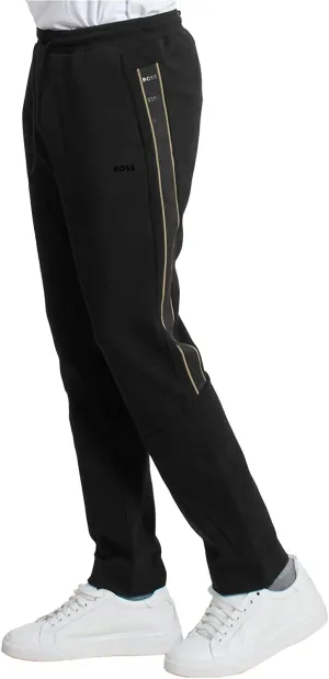 Hugo Boss Herren Hadim 1 Schwarze Dicke Baumwoll-Seitenbündchen Logo Jogginghose