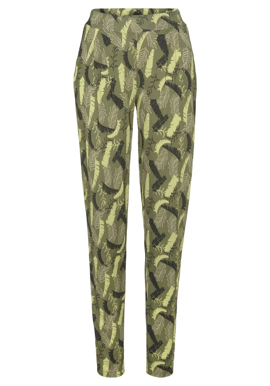 LASCANA Damen Hose mit Muster und geradem Bein
