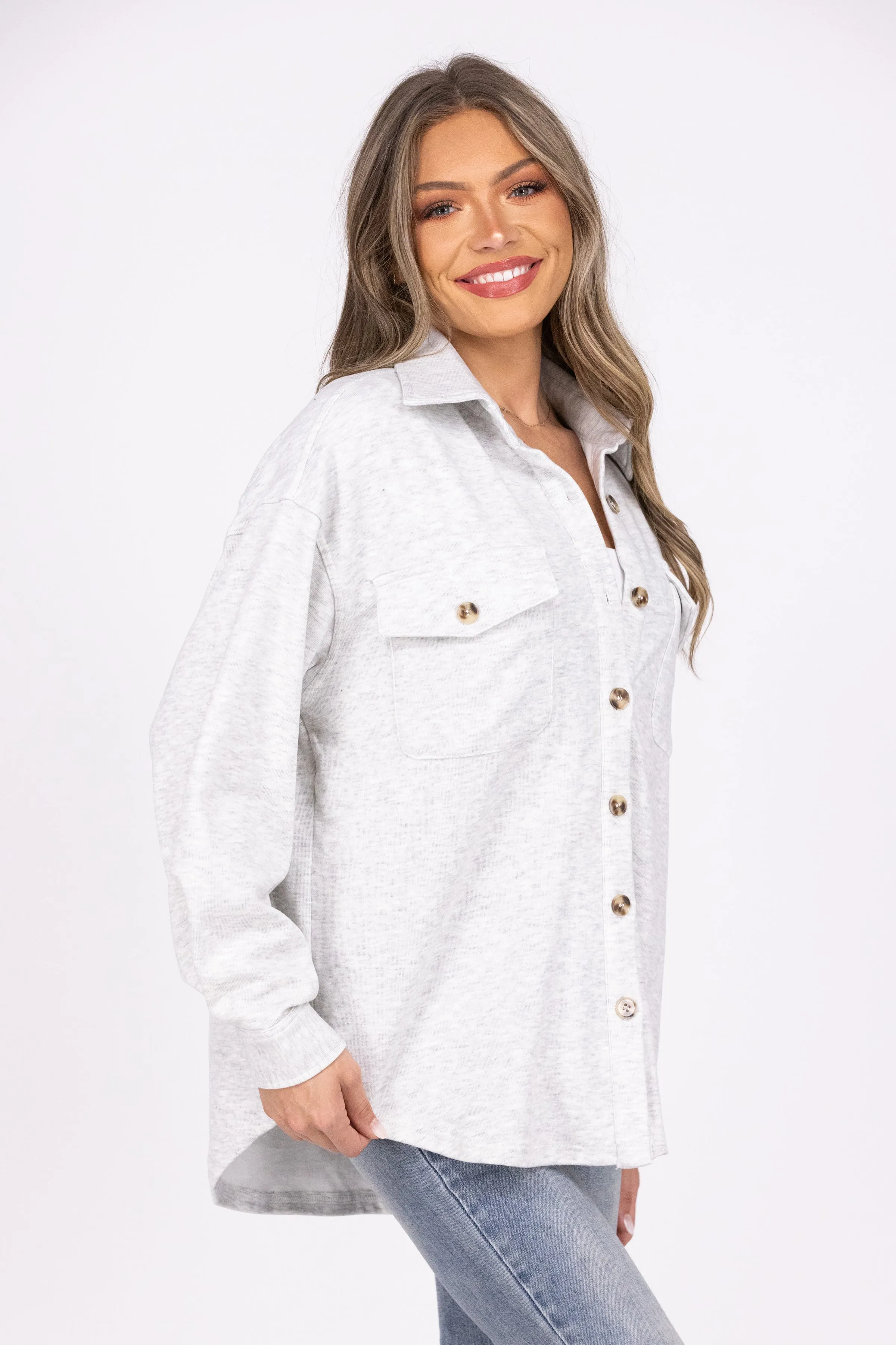 Lerne im Vorbeigehen Damen Leichtes Knopf-Shirtjackett