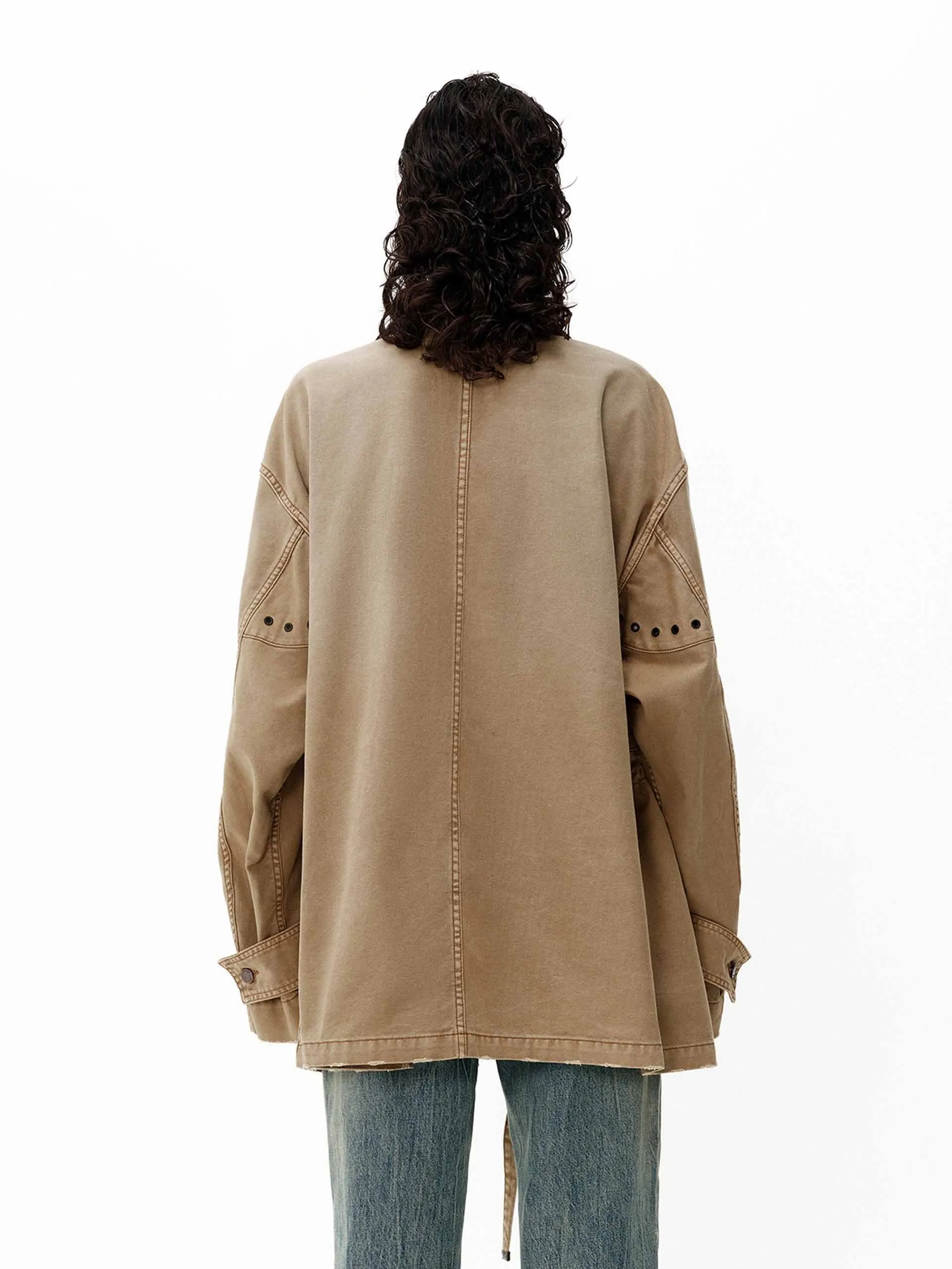 Lederkragen-Cargojacke