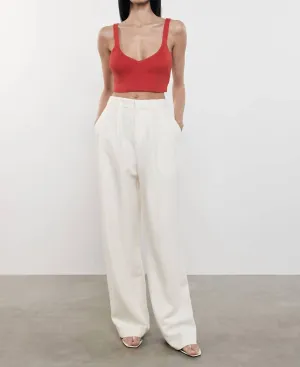 Leinen Strick-Bralette in Mohnrot