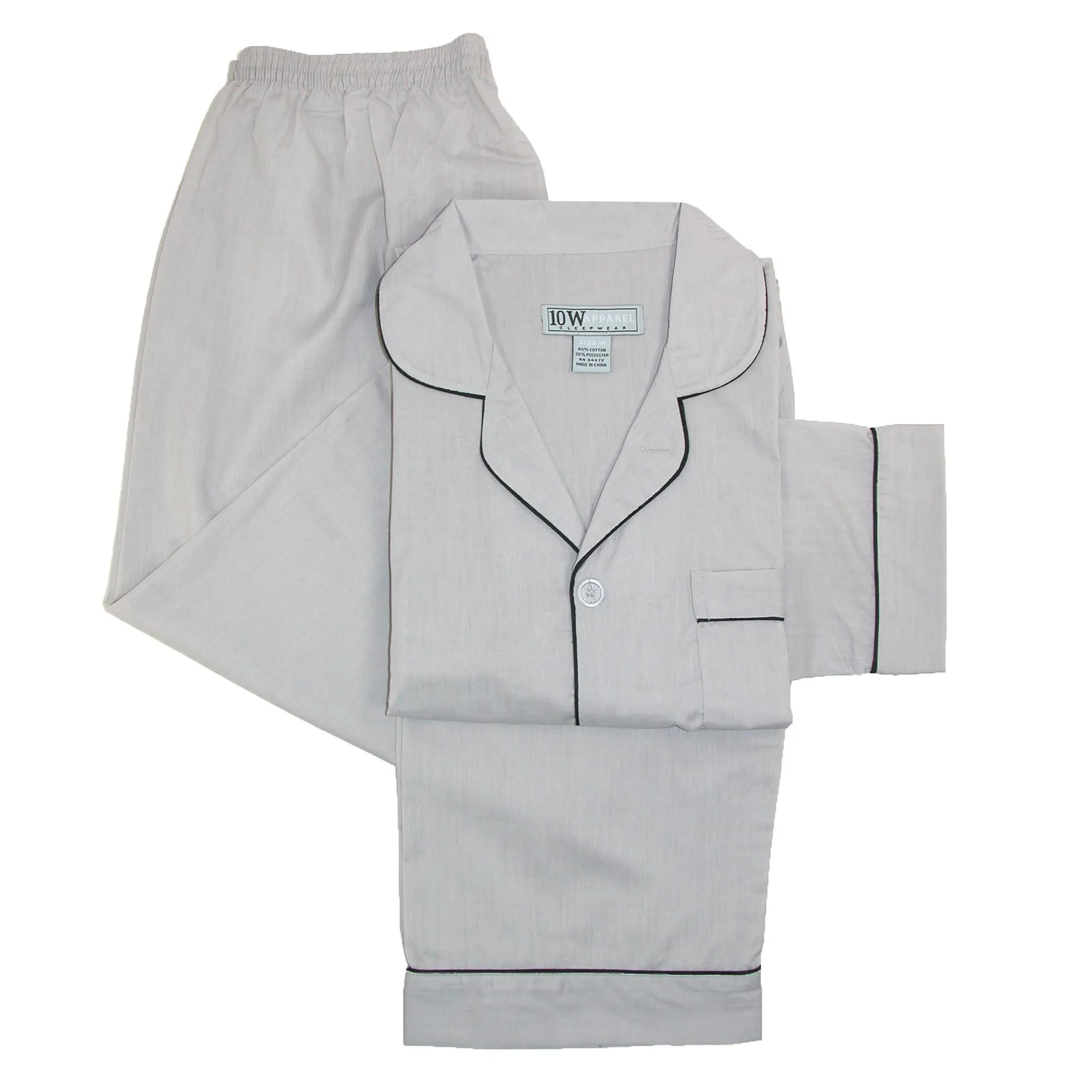 Langarm-Langbein-Pyjama-Set in Uni