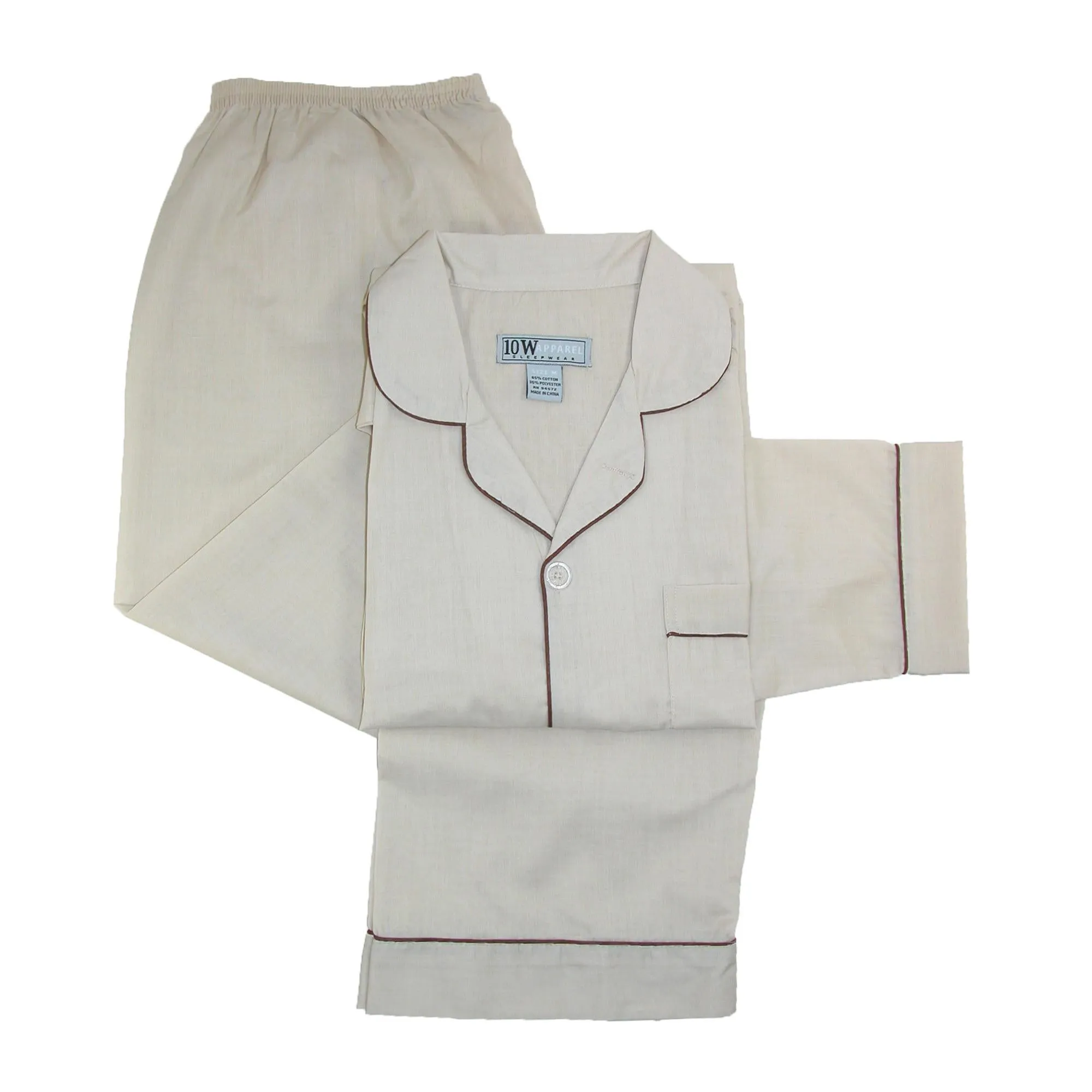 Langarm-Langbein-Pyjama-Set in Uni