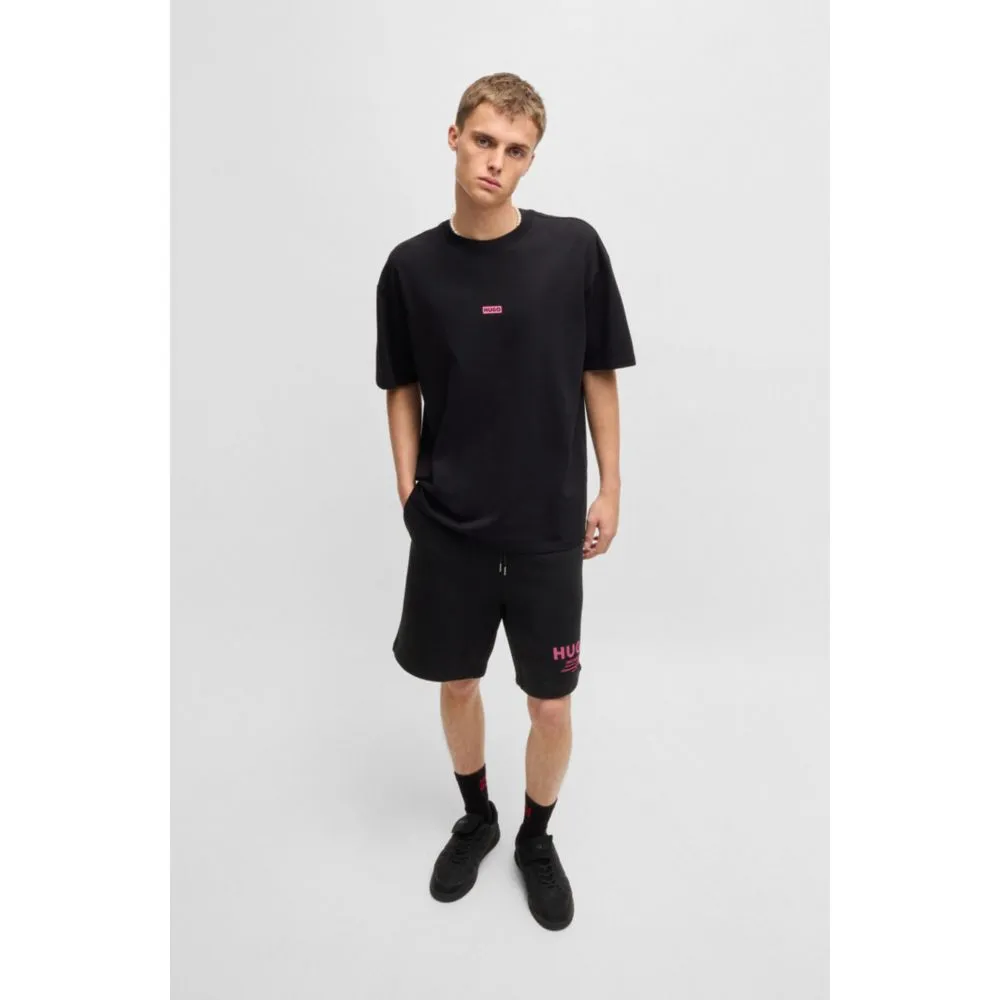 Lockere Baumwoll-Terry-Shorts mit Logo-Print