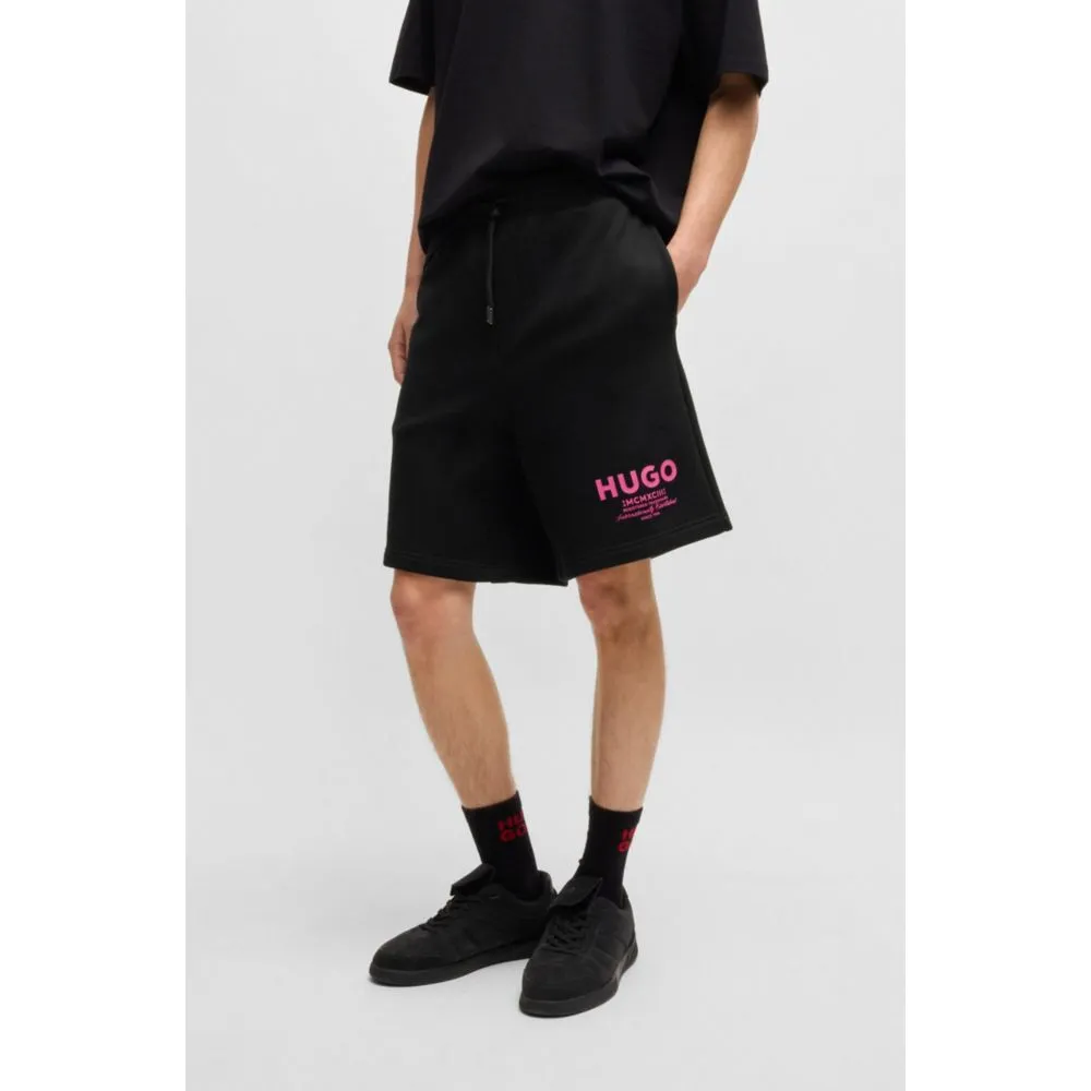 Lockere Baumwoll-Terry-Shorts mit Logo-Print