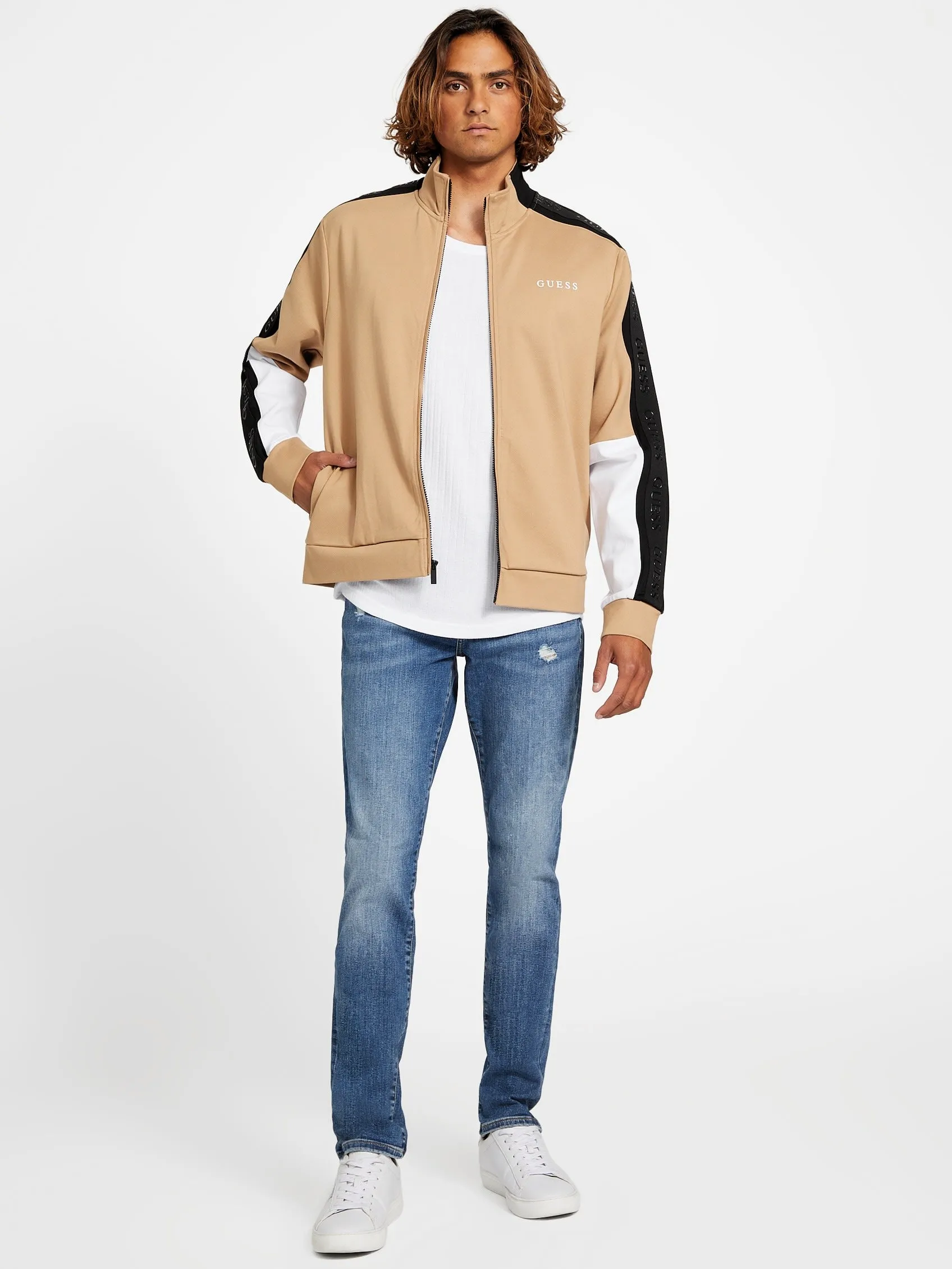 Mateo Farbblock-Logo-Band Jacke