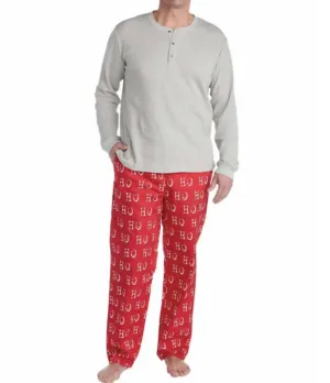 Männer Ho Ho Ho Schlafanzug-Set in Grau/Rot