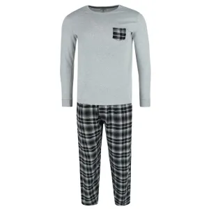 Herren Schlafanzug-Set mit langen Ärmeln und Flanellhose