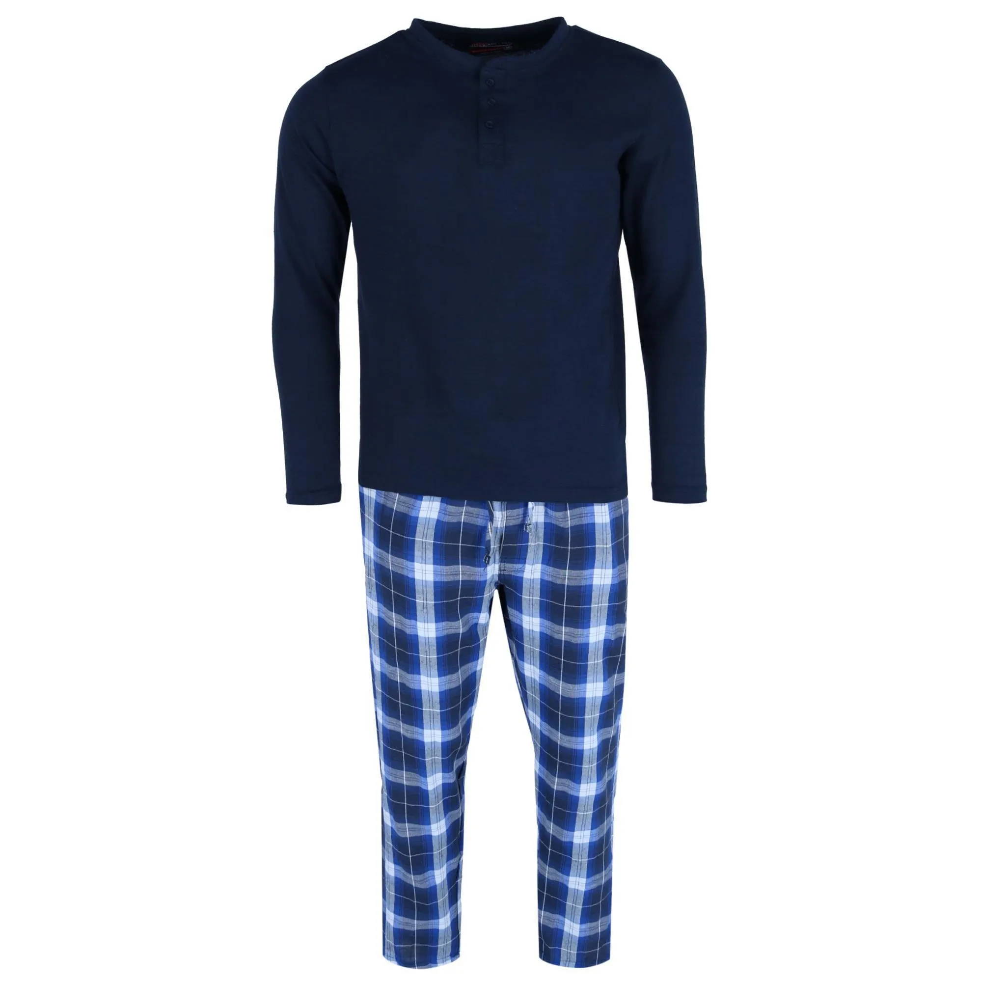 Herren Langarm Henley mit Flanellhose Lounge-Set