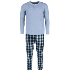 Herren Langarm Henley mit Flanellhose Lounge-Set