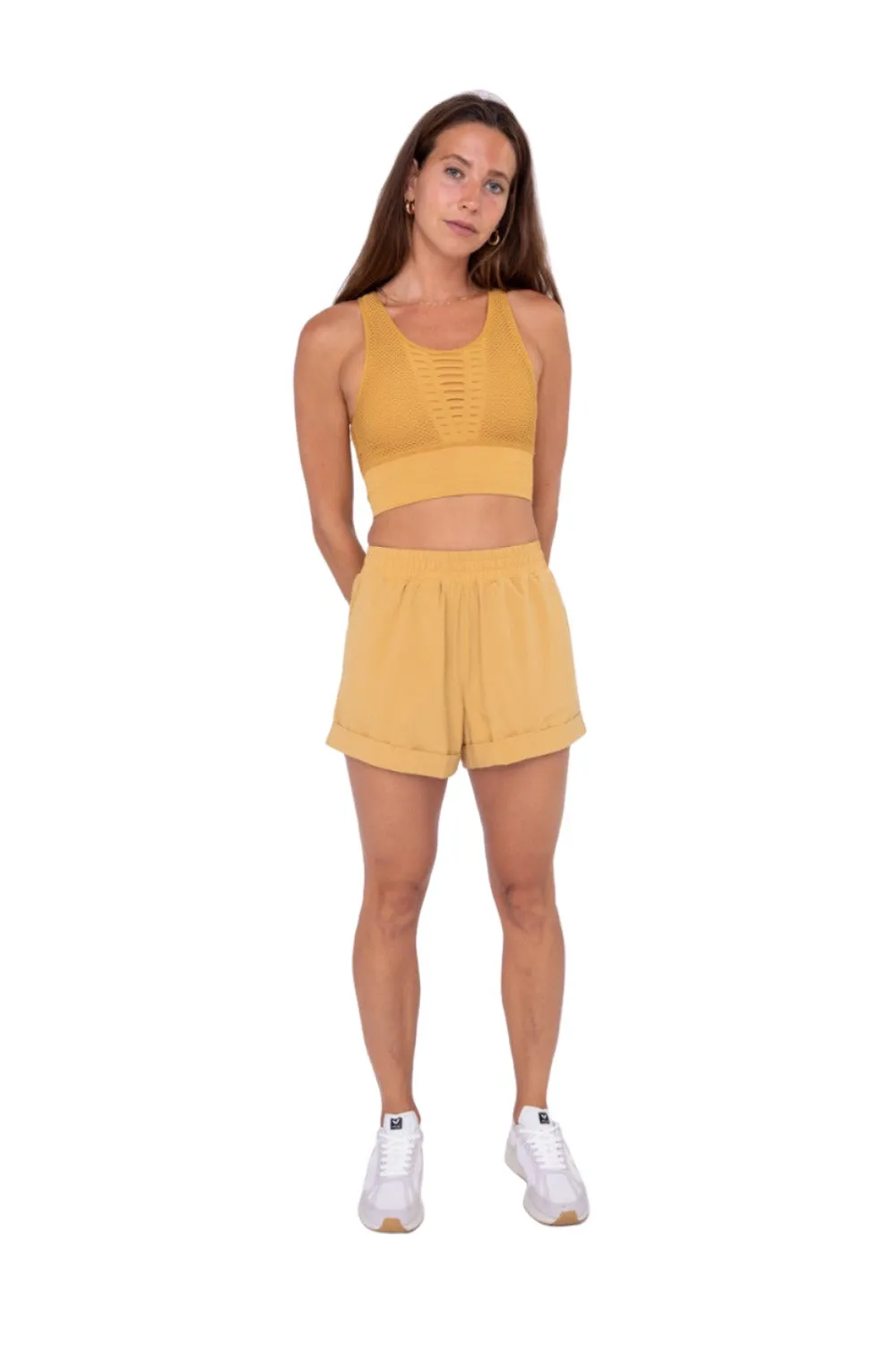Mono B Hohe Taille Bündchen Freizeit Shorts AP-A1230