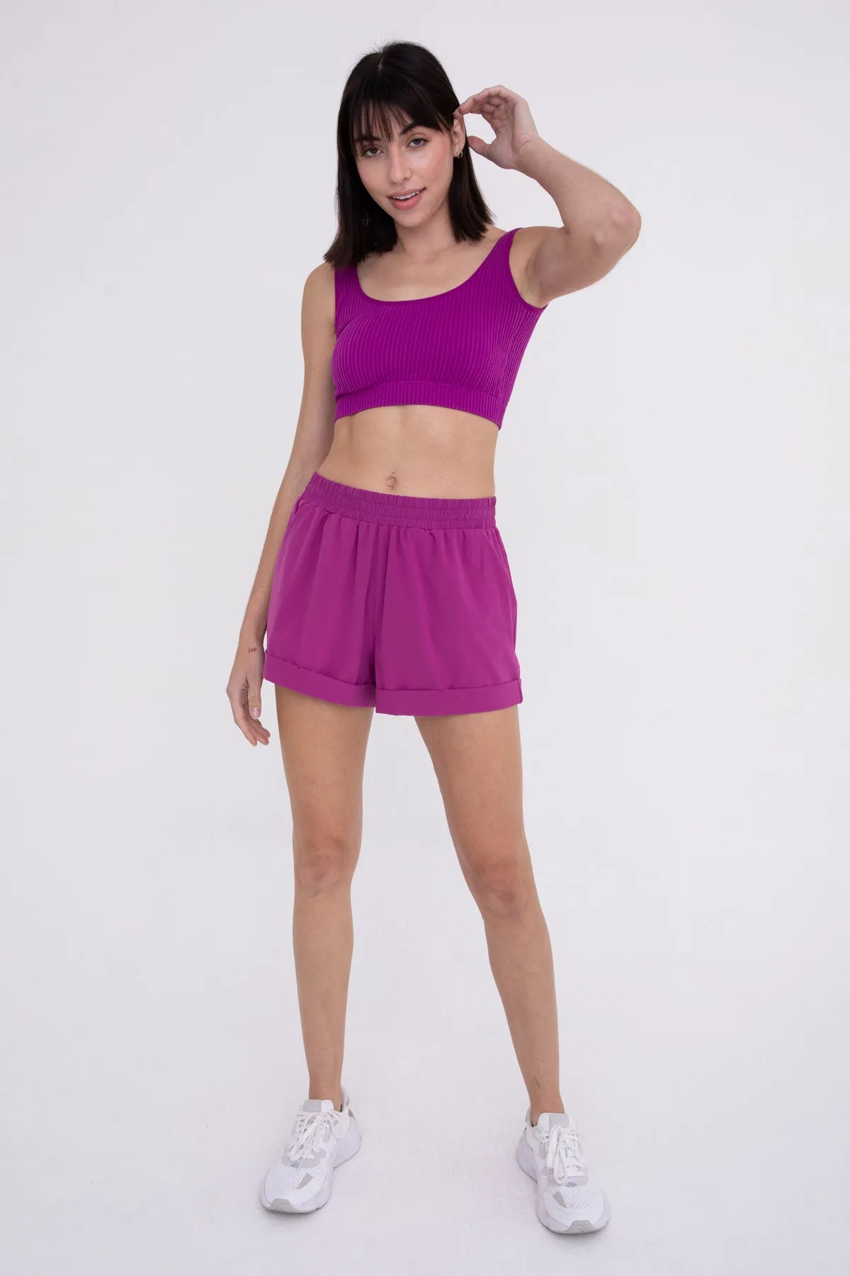 Mono B Hohe Taille Bündchen Freizeit Shorts AP-A1230