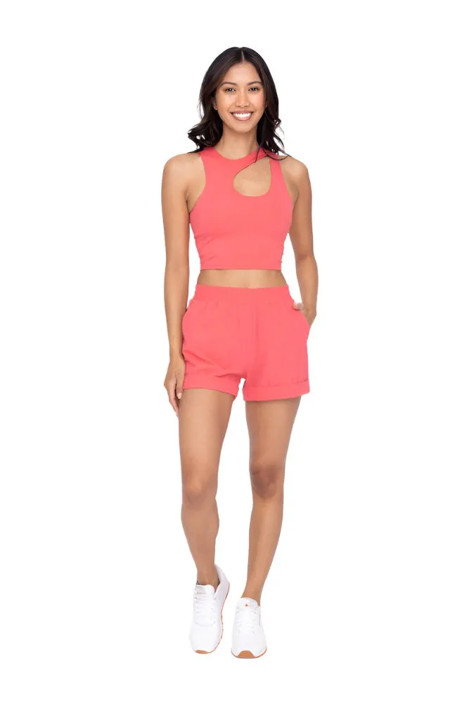 Mono B Hohe Taille Bündchen Freizeit Shorts AP-A1230