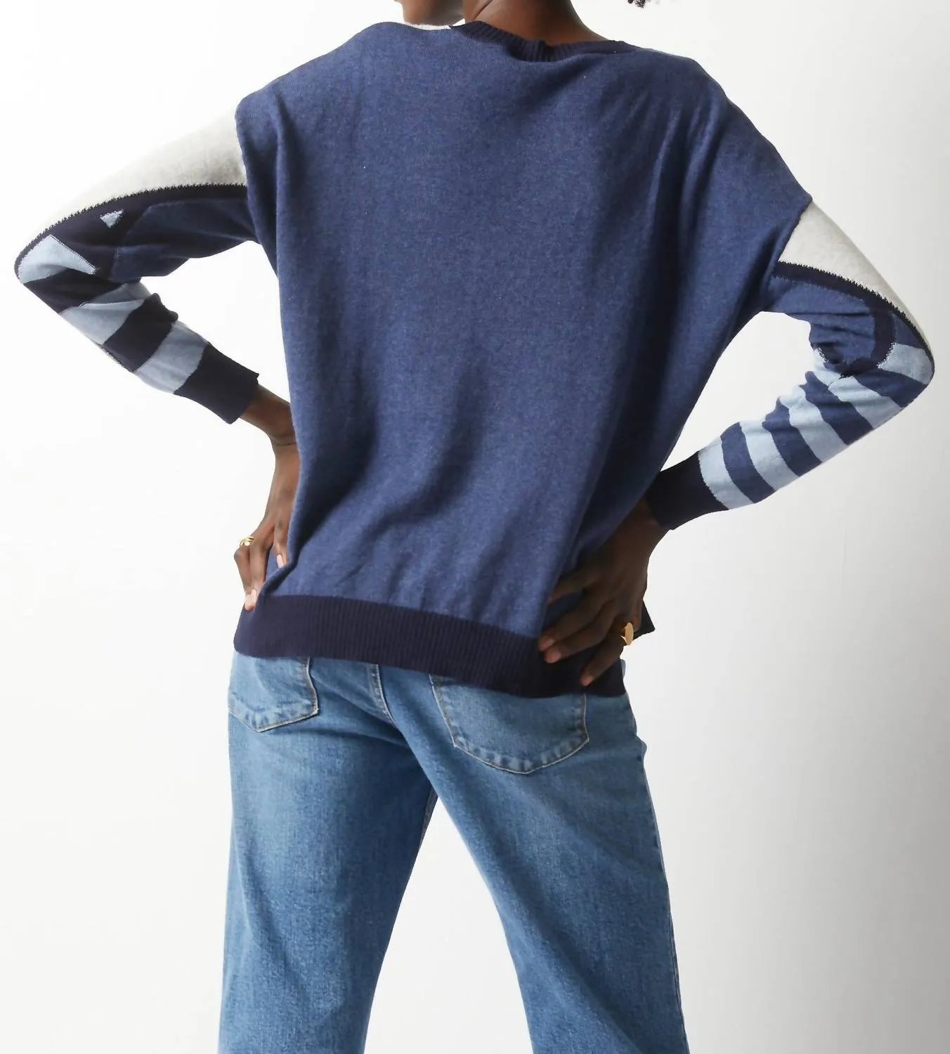 Mosaik-Intarsien-Pullover in Marine