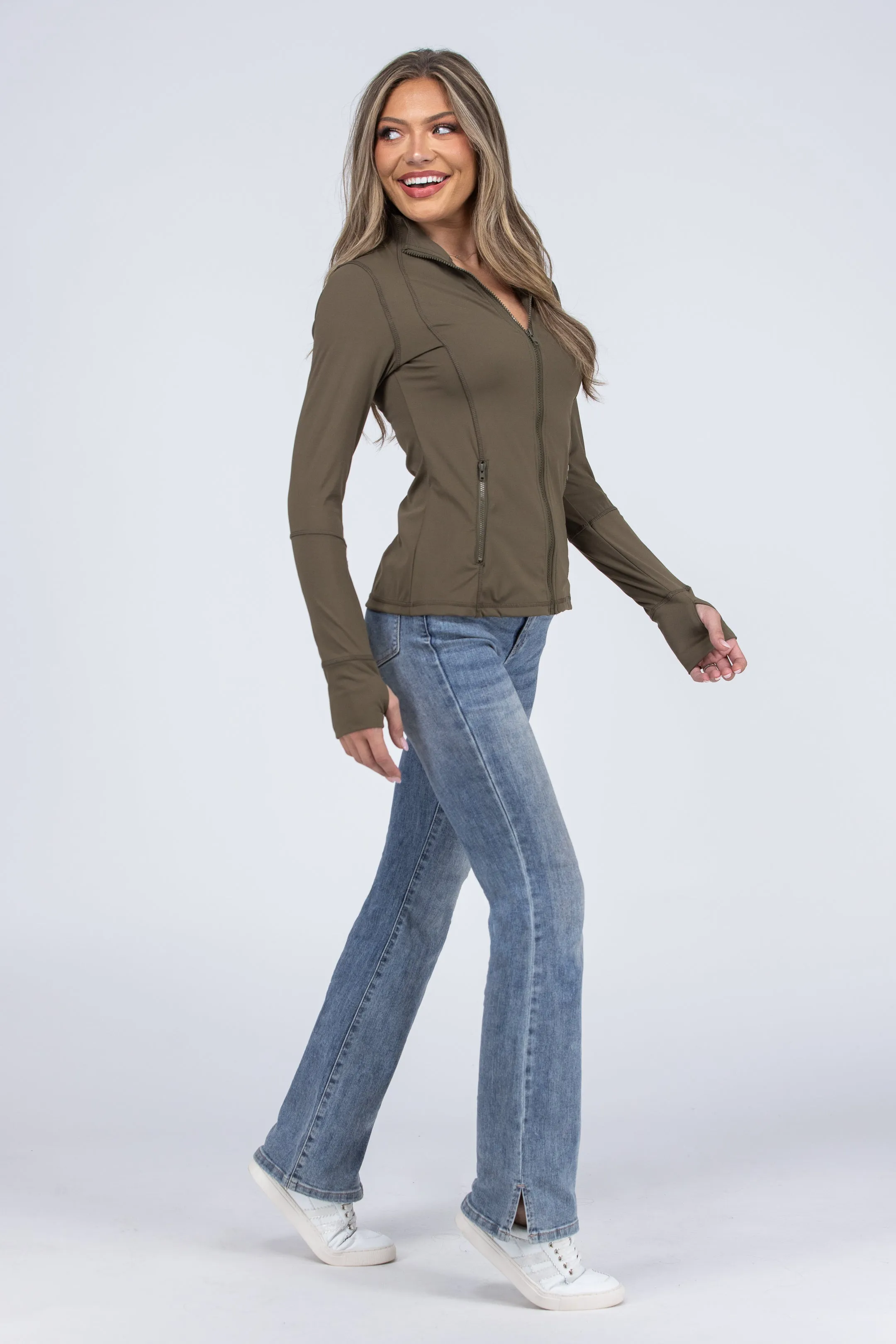 Nichts hält dich auf Damen Mock Neck Reißverschluss Jacke