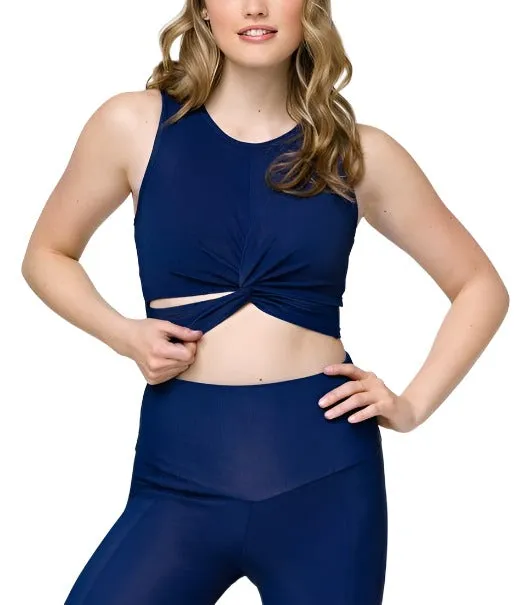 Onzie Front Twist Cropped Top 3726 Marine und Cantaloupe