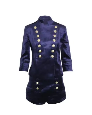 Pierre Balmain Military Blazer und Shorts Set in Blauem Samt