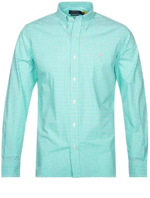 Poplin Langarm-Sporthemd Grün